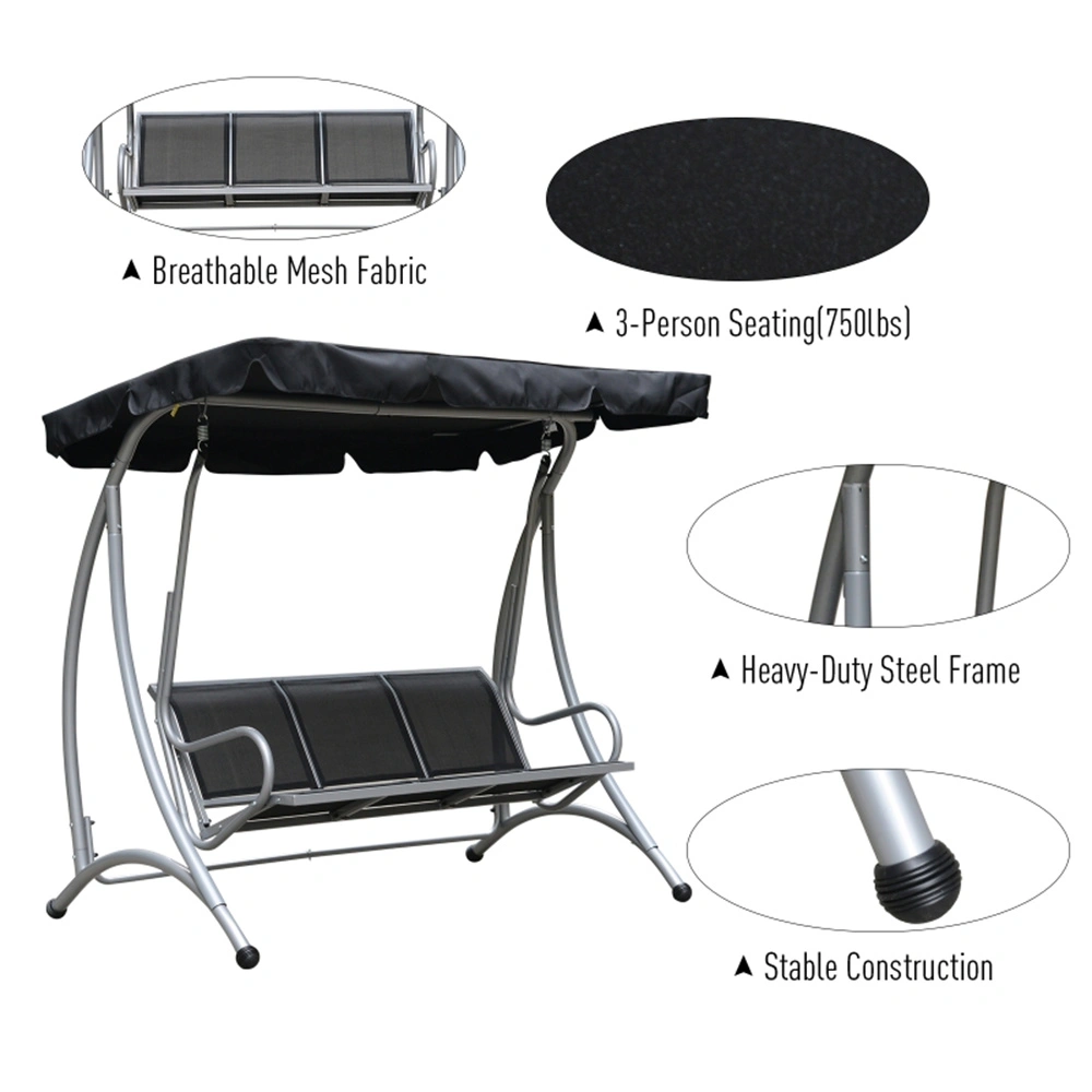 Outdoor Patio Swing Chair with Canopy Comfort Seating Garden Backyard view 5