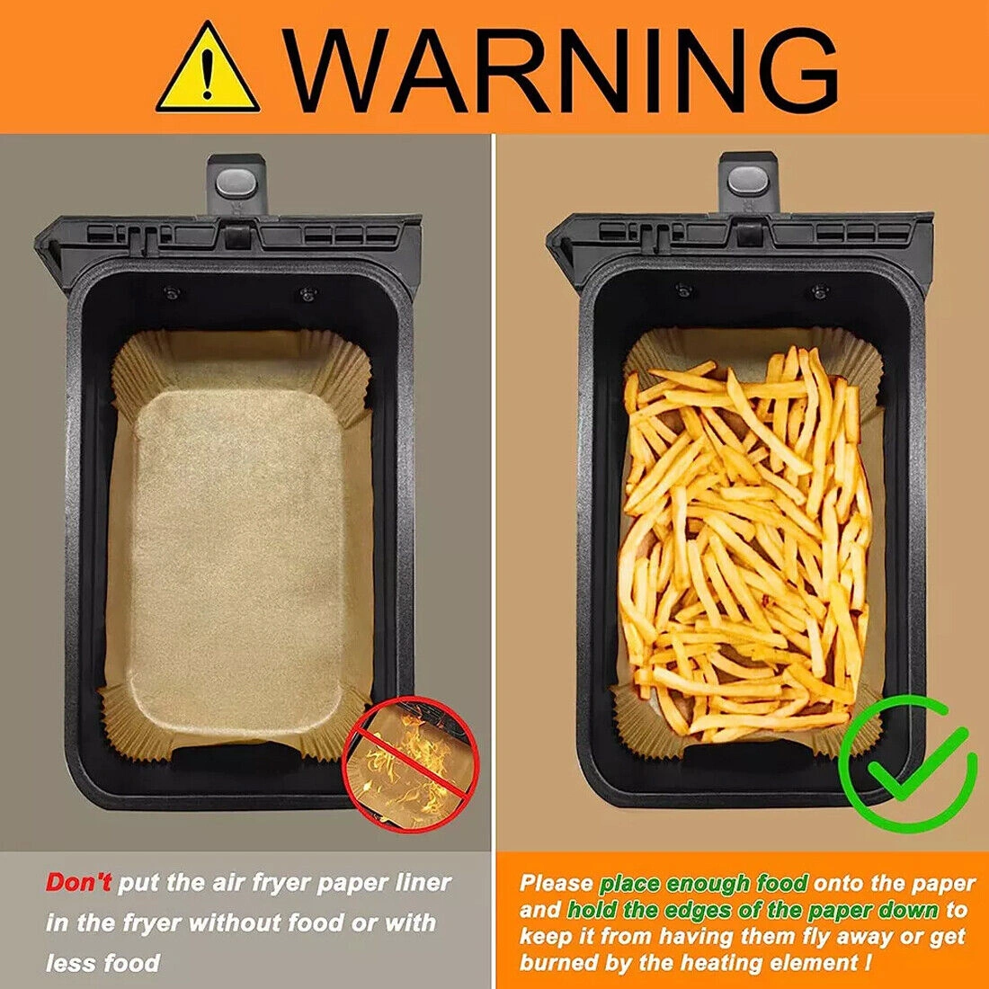 100pcs Air Fryer Paper Liners + 100pcs Round Pad Papers, Disposable Non-Stick Parchment, UK view 4