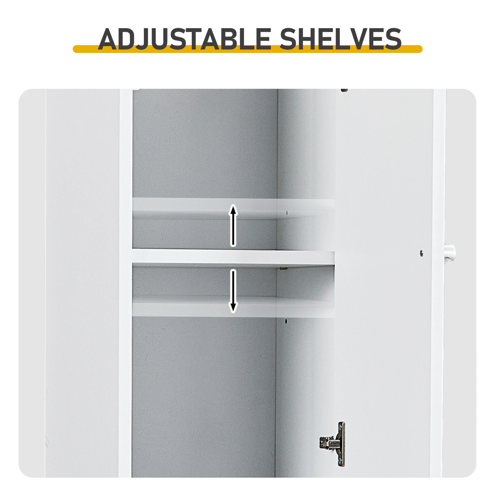 White particleboard with melamine veneer and MDF grid vacuum forming, 30*28*170cm, two doors and two shelves, bathroom vanity view 5