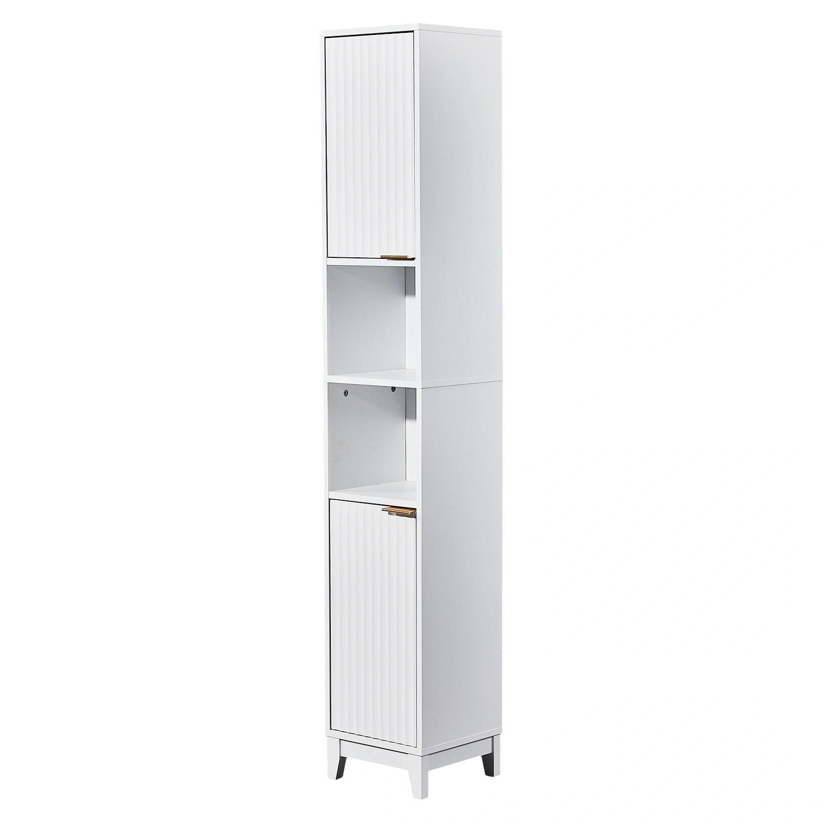 White particleboard with melamine veneer and MDF grid vacuum forming, 30*28*170cm, two doors and two shelves, bathroom vanity view 8