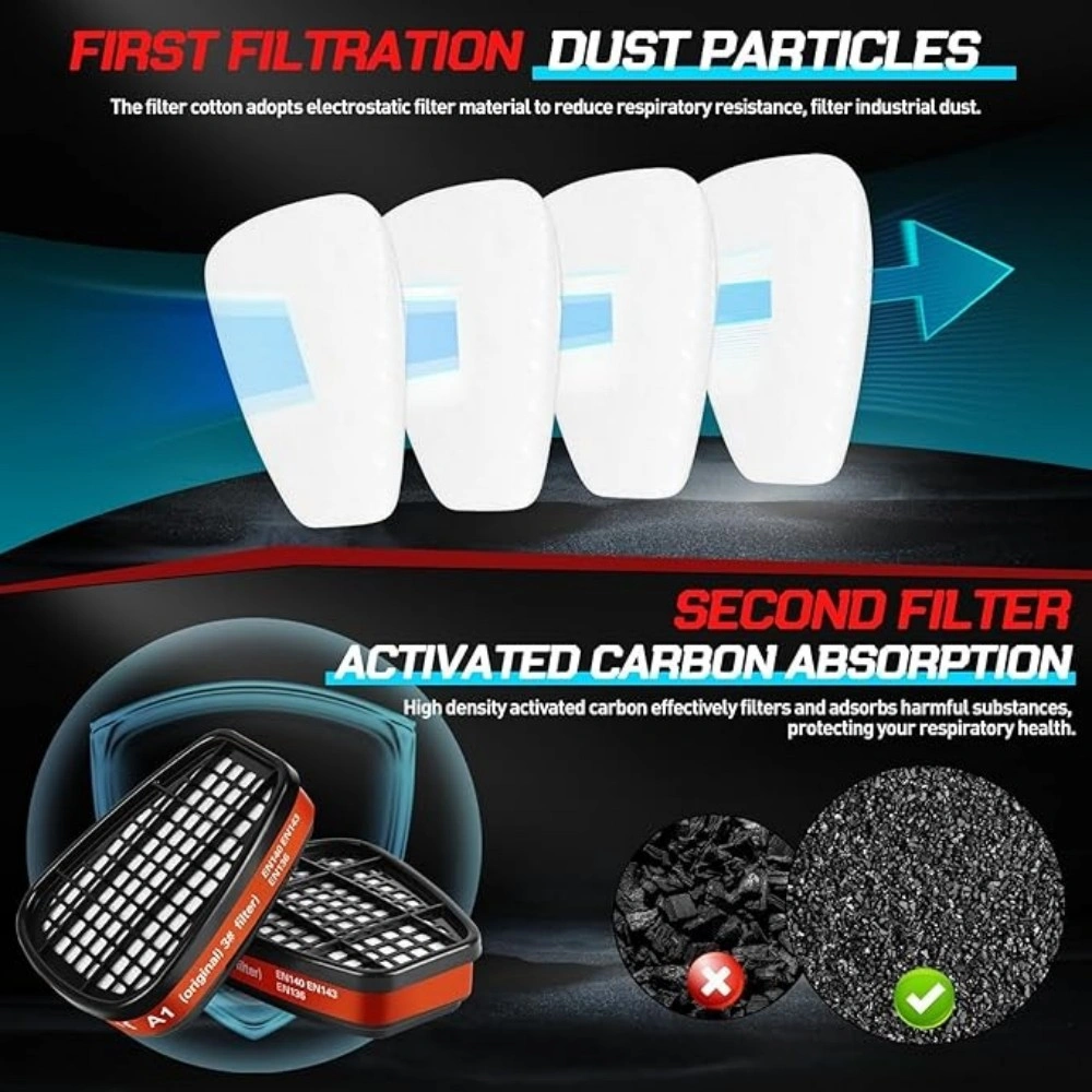 Half Face Respirator Mask Reusable with Replaceable Filter - Dust Gas Paint Protection view 4