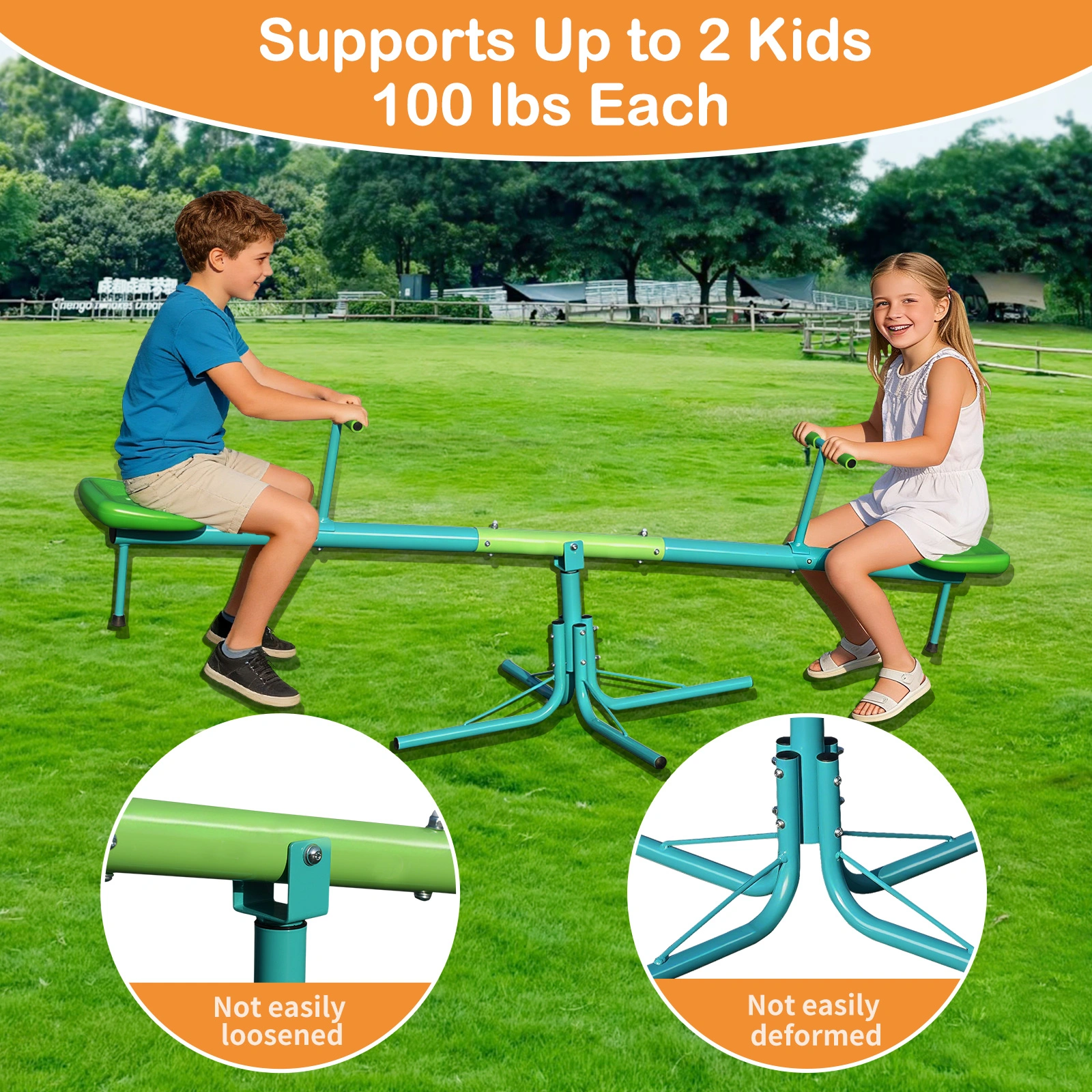 Seesaw,Swiveling 360 Degrees Toddlers Sit and Spin Teeter Totter, Kids Outdoor Play Equipment for Backyard Playground view 5
