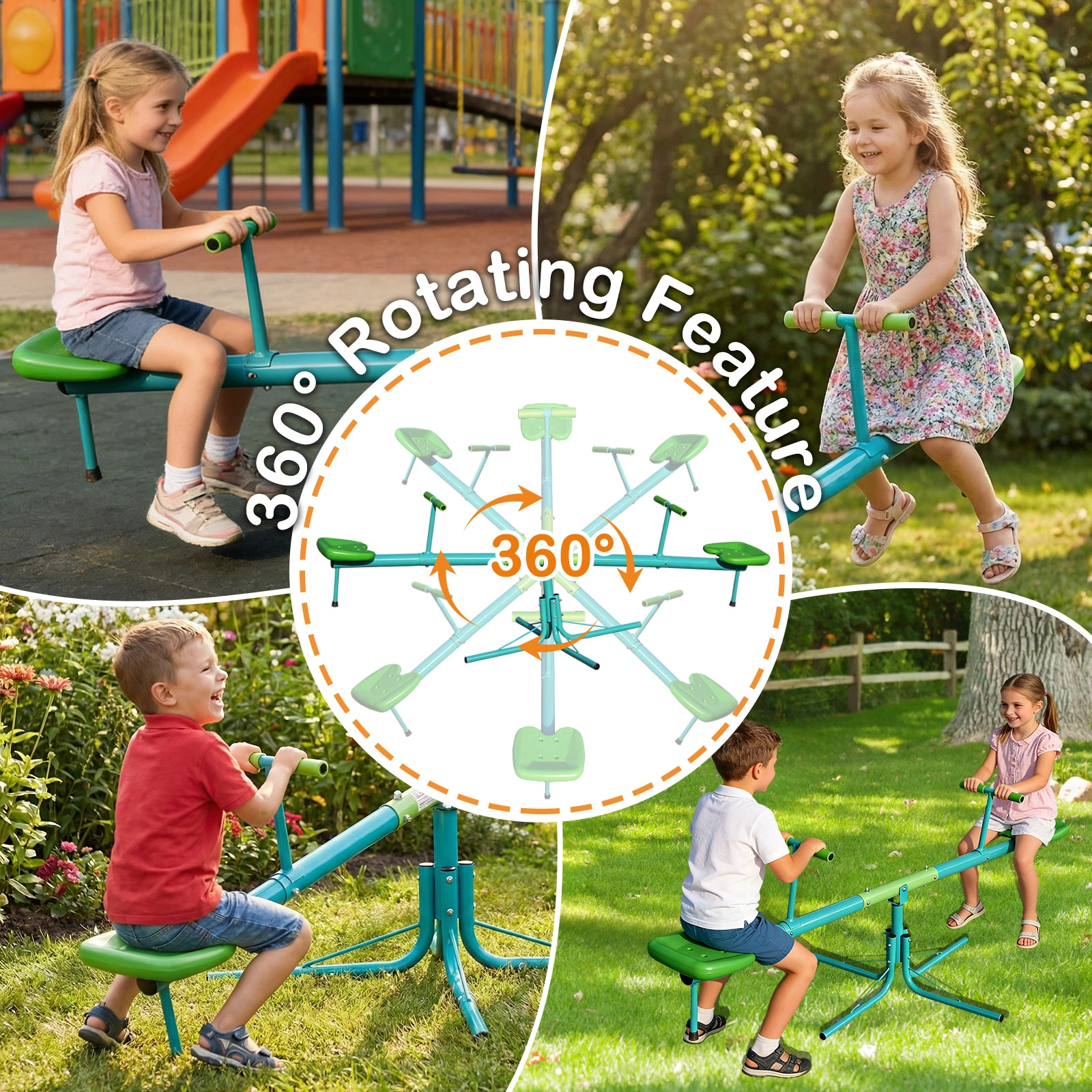 Seesaw,Swiveling 360 Degrees Toddlers Sit and Spin Teeter Totter, Kids Outdoor Play Equipment for Backyard Playground view 6