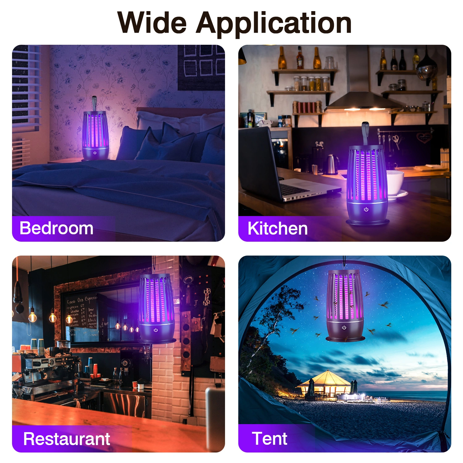 Rechargeable Mosquito Killer Lamp with Night Light, UV Bug Zapper & Strap, 1615 sq ft Range for Indoor Outdoor Use view 3