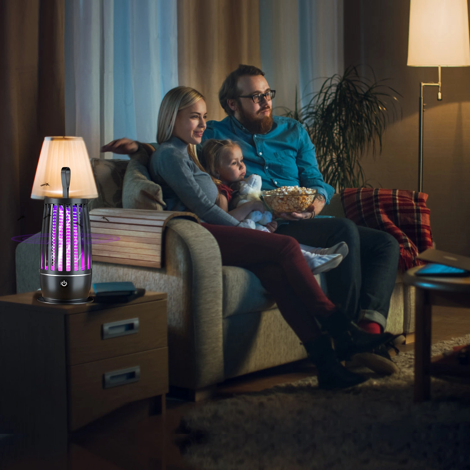 Rechargeable Mosquito Killer Lamp with Night Light, UV Bug Zapper & Strap, 1615 sq ft Range for Indoor Outdoor Use view 5