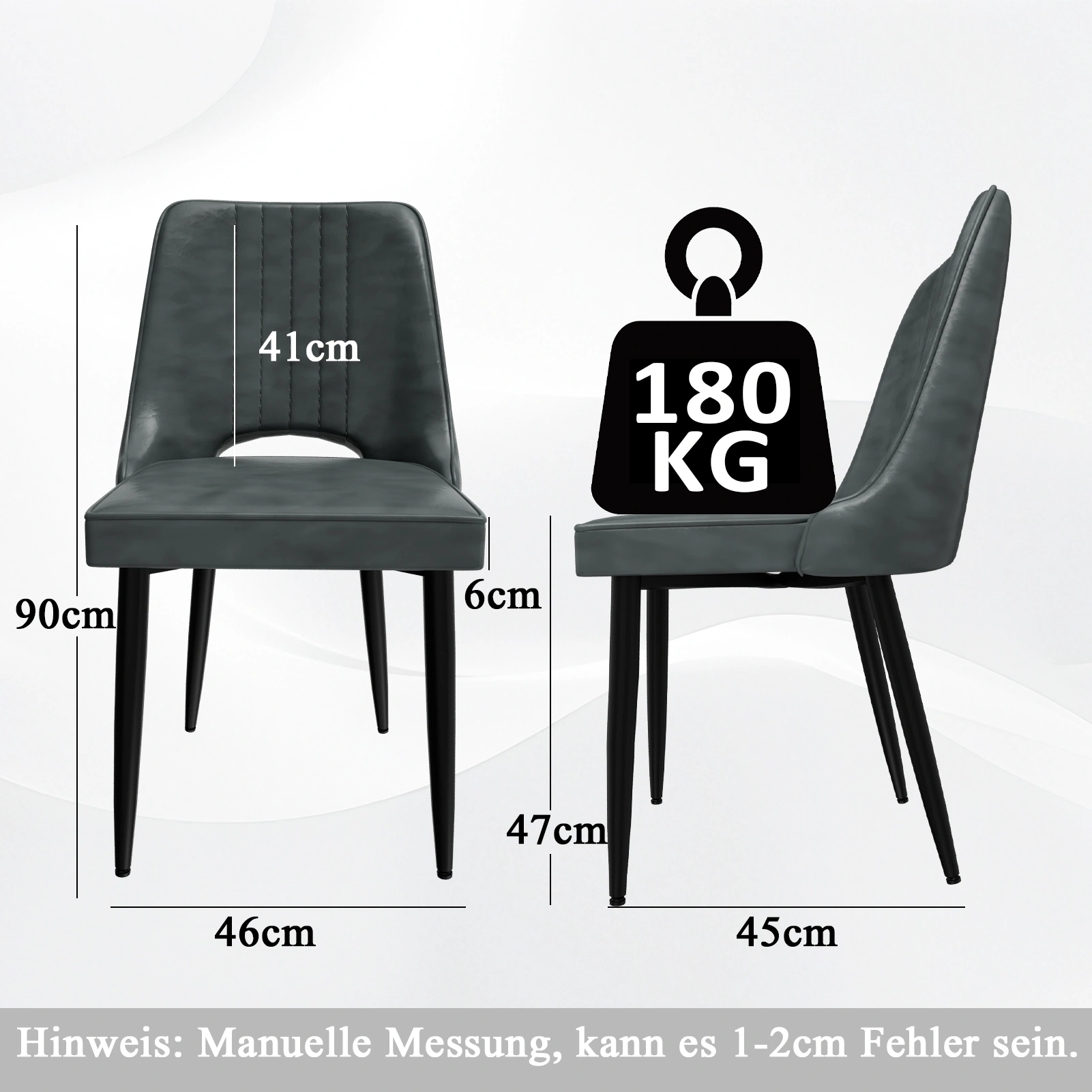 High Back Dining Chairs, Scandinavian Faux Leather Modern Kitchen Chair with Cut-Out Design view 2