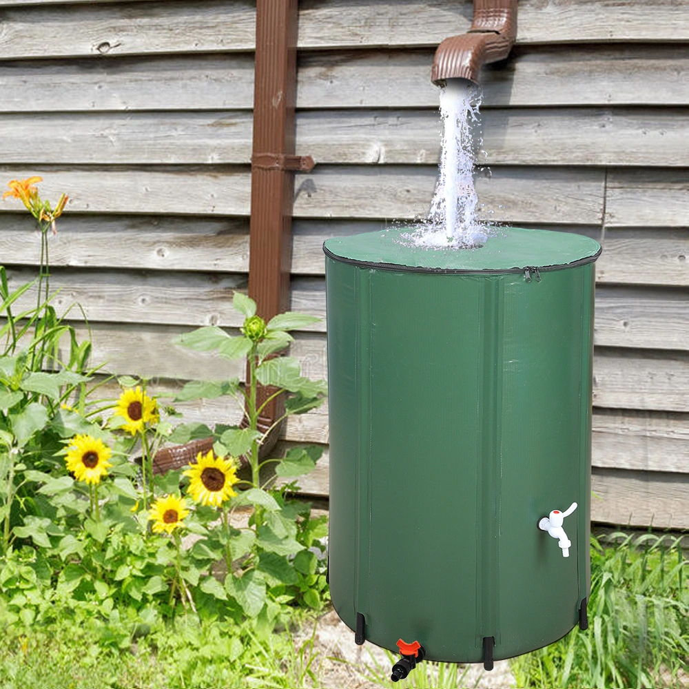 132 Gallon Folding Rain Barrel Water Collector - Green Foldable Outdoor Water Storage Tank for Garden & Yard view 13