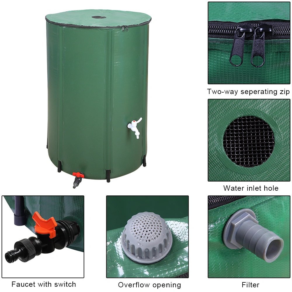 132 Gallon Folding Rain Barrel Water Collector - Green Foldable Outdoor Water Storage Tank for Garden & Yard view 7