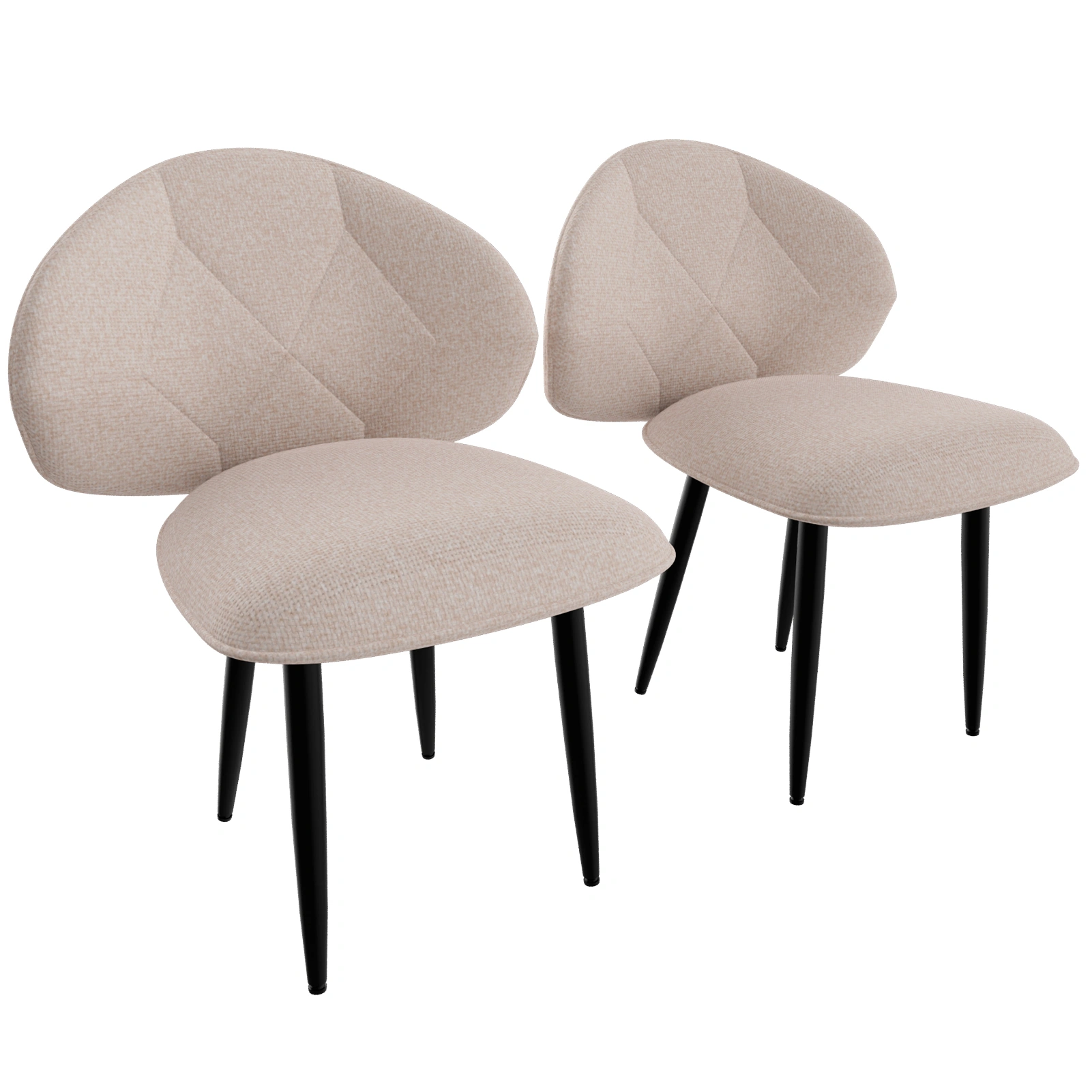 2 Pack Upholstered Dining Chairs Set, Modern Padded Dining Room Chairs with Wide Backrest, Comfortable Kitchen Chairs with Metal Legs, Gray