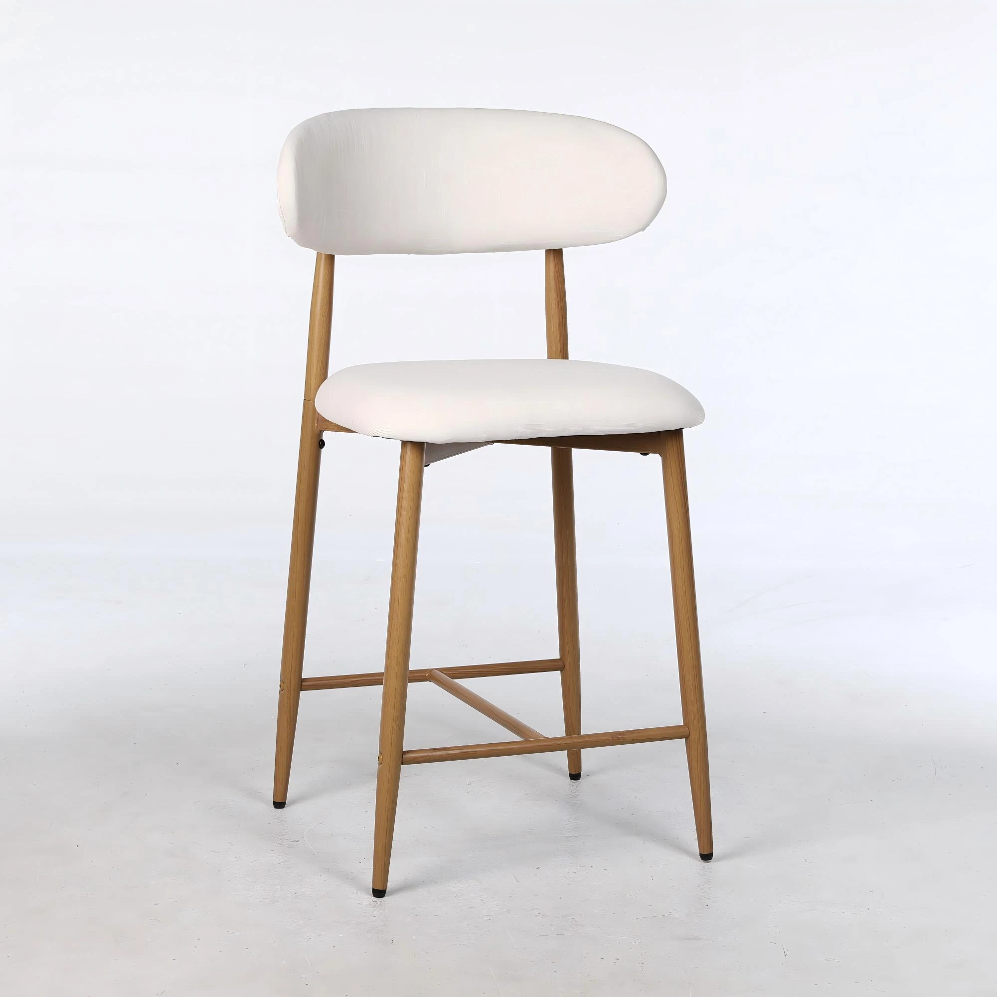 Counter Height Bar Stools Set of 2, Upholstered Modern Barstools with Metal Legs for Kitchen Island Dining Room, Beige view 2