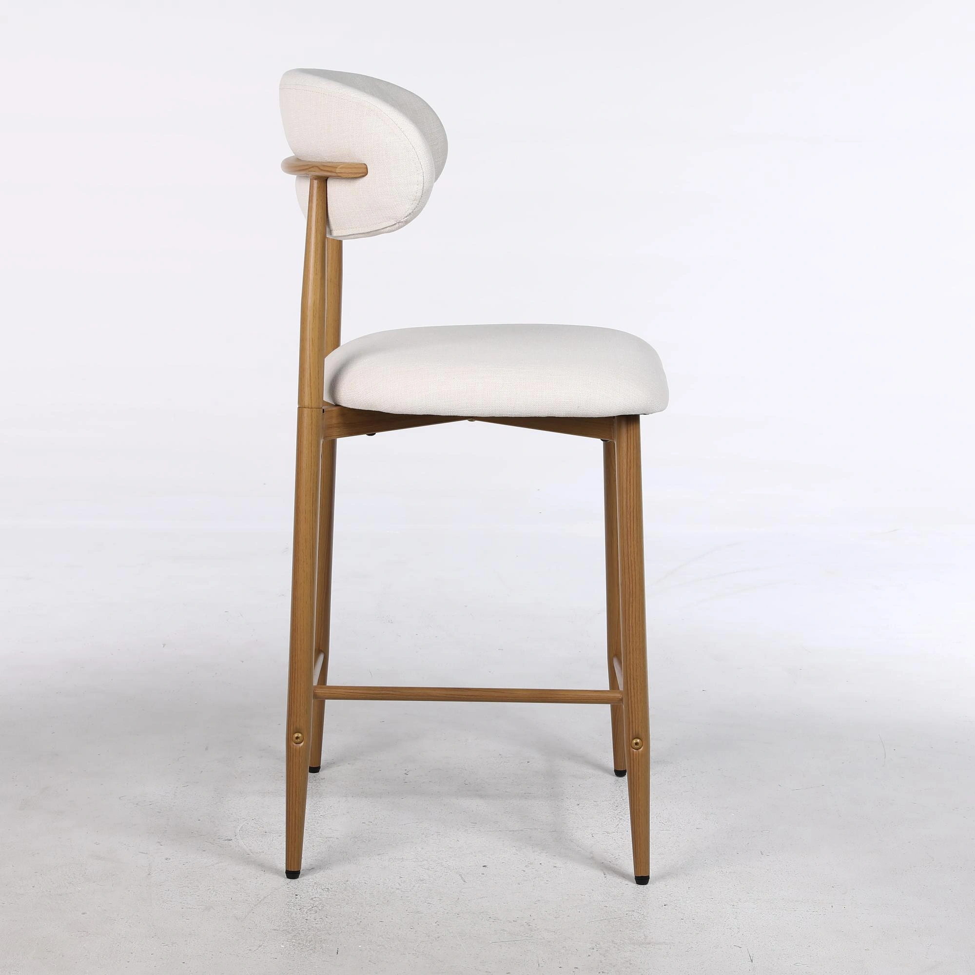 Counter Height Bar Stools Set of 2, Upholstered Modern Barstools with Metal Legs for Kitchen Island Dining Room, Beige view 3