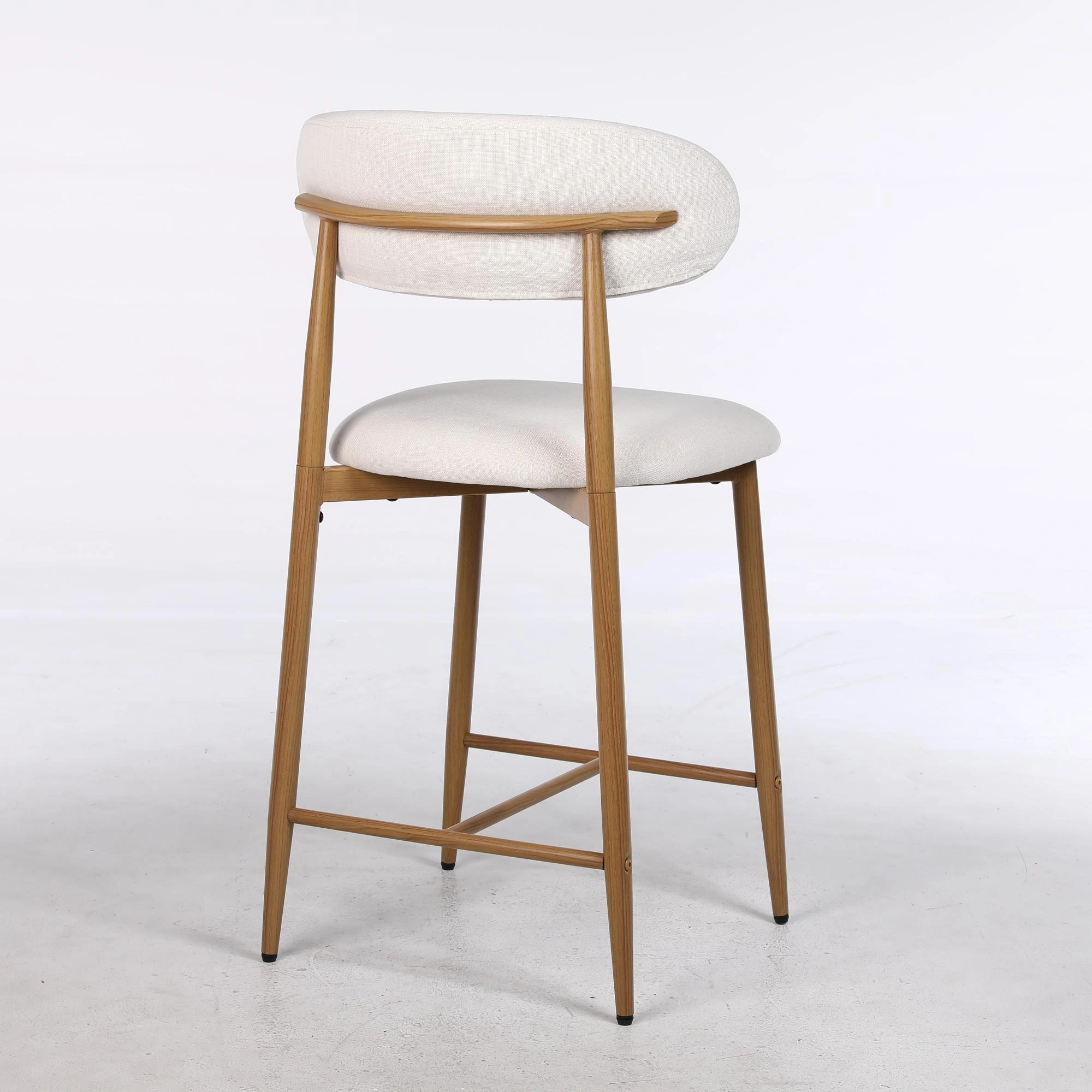 Counter Height Bar Stools Set of 2, Upholstered Modern Barstools with Metal Legs for Kitchen Island Dining Room, Beige view 5