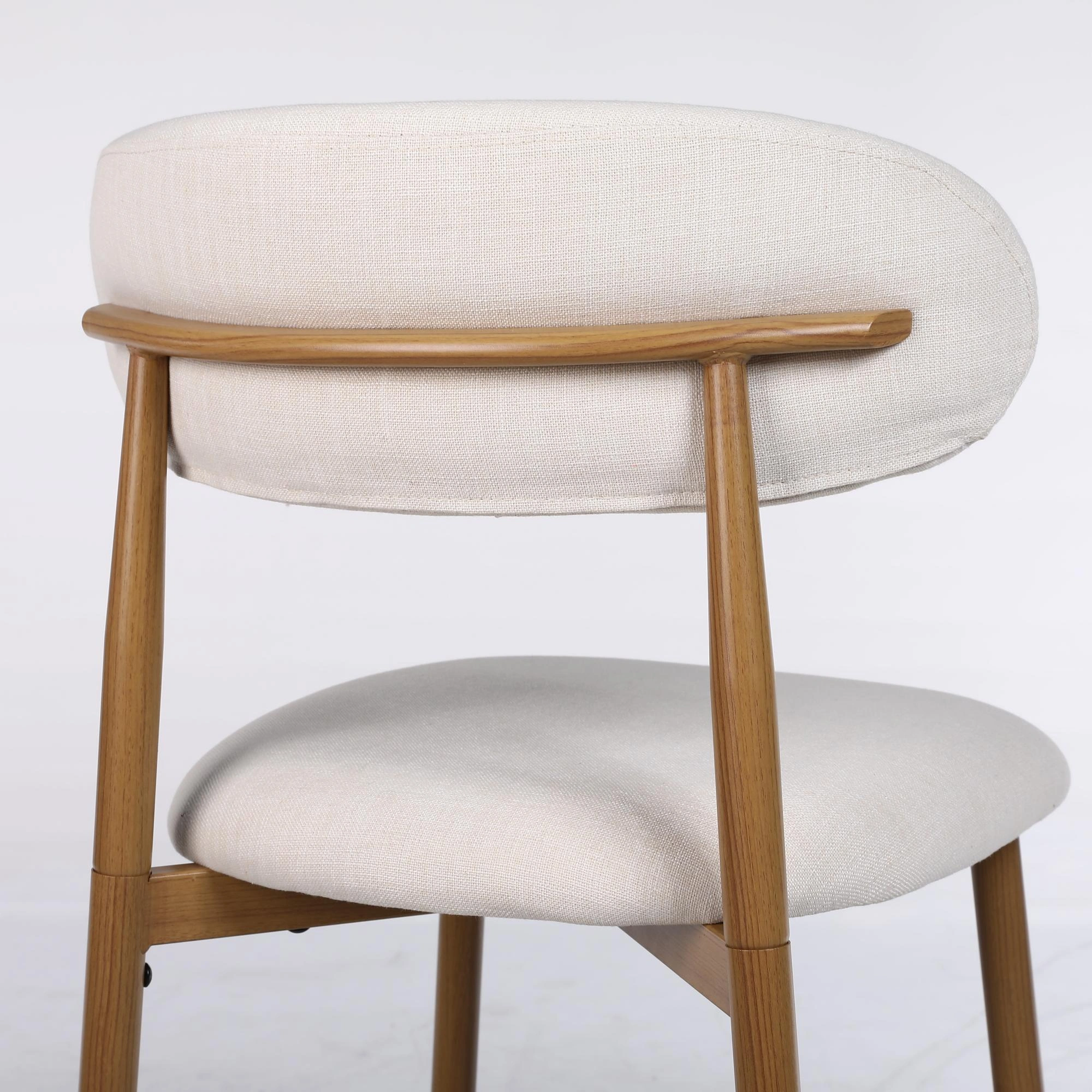 Counter Height Bar Stools Set of 2, Upholstered Modern Barstools with Metal Legs for Kitchen Island Dining Room, Beige view 7