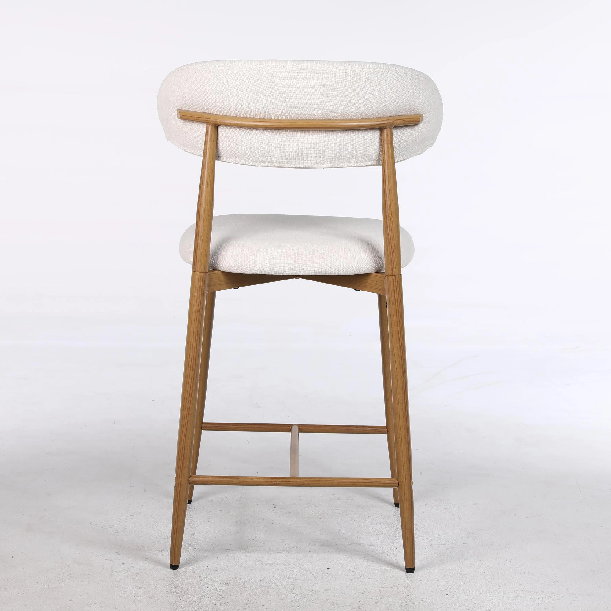 Counter Height Bar Stools Set of 2, Upholstered Modern Barstools with Metal Legs for Kitchen Island Dining Room, Beige view 8