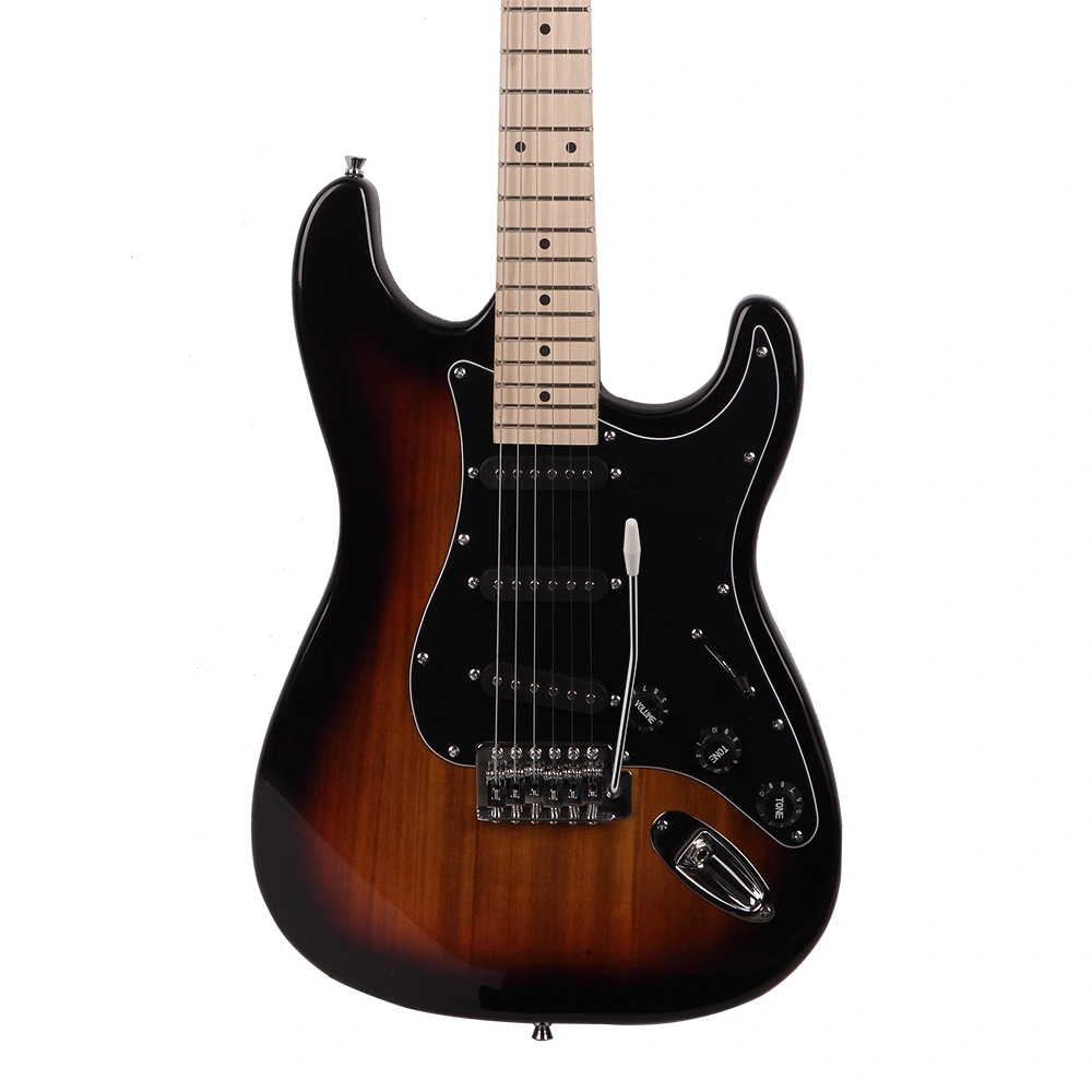 ST Stylish Electric Guitar with Black Pickguard Golden view 11