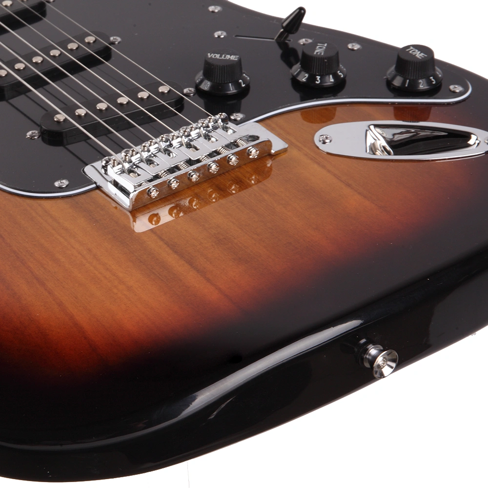 ST Stylish Electric Guitar with Black Pickguard Golden view 13