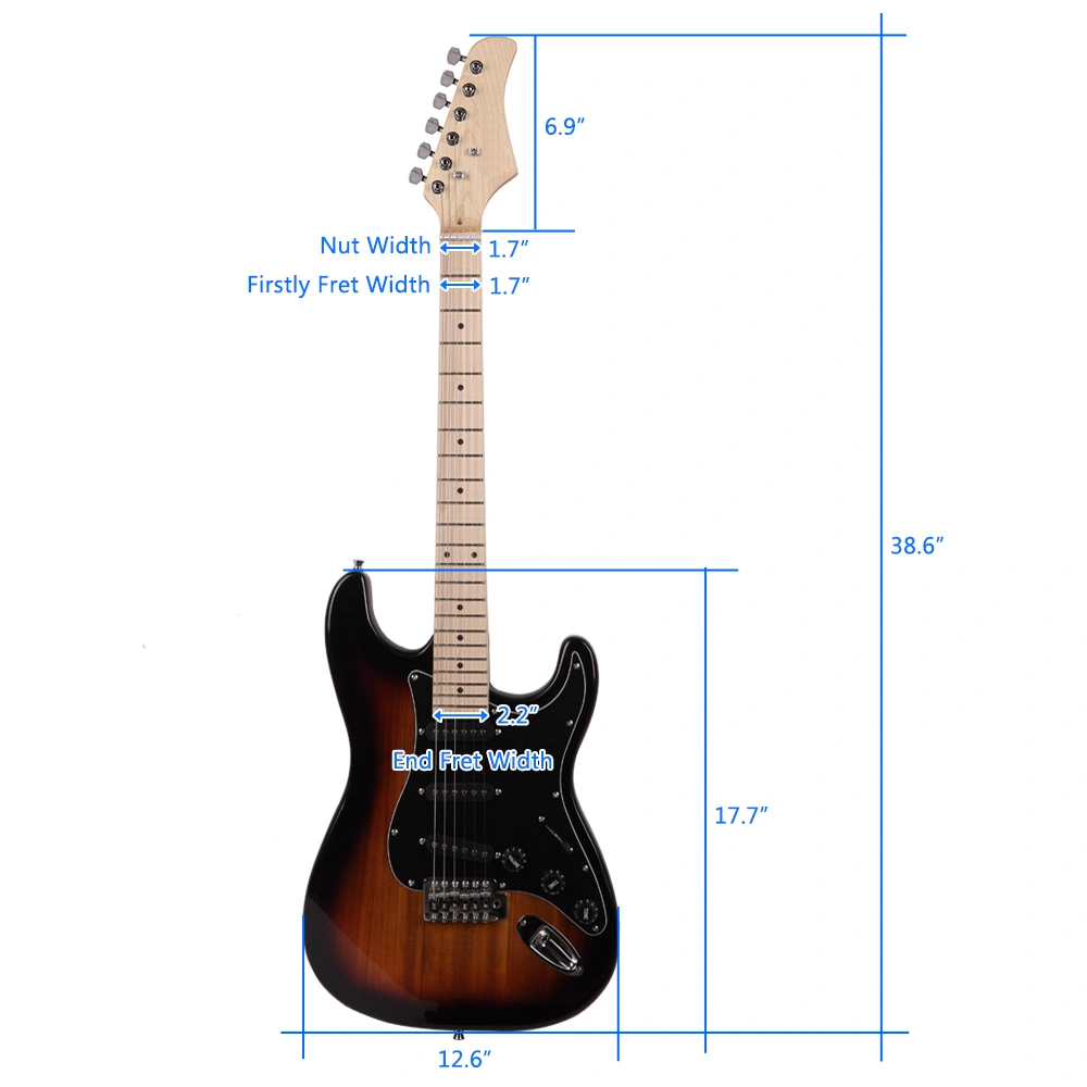 ST Stylish Electric Guitar with Black Pickguard Golden view 17