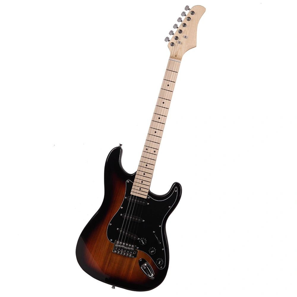 ST Stylish Electric Guitar with Black Pickguard Golden view 4