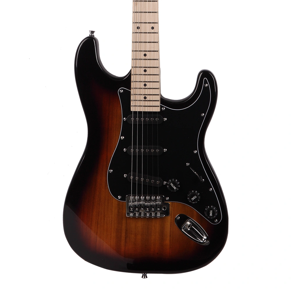 ST Stylish Electric Guitar with Black Pickguard Golden view 7
