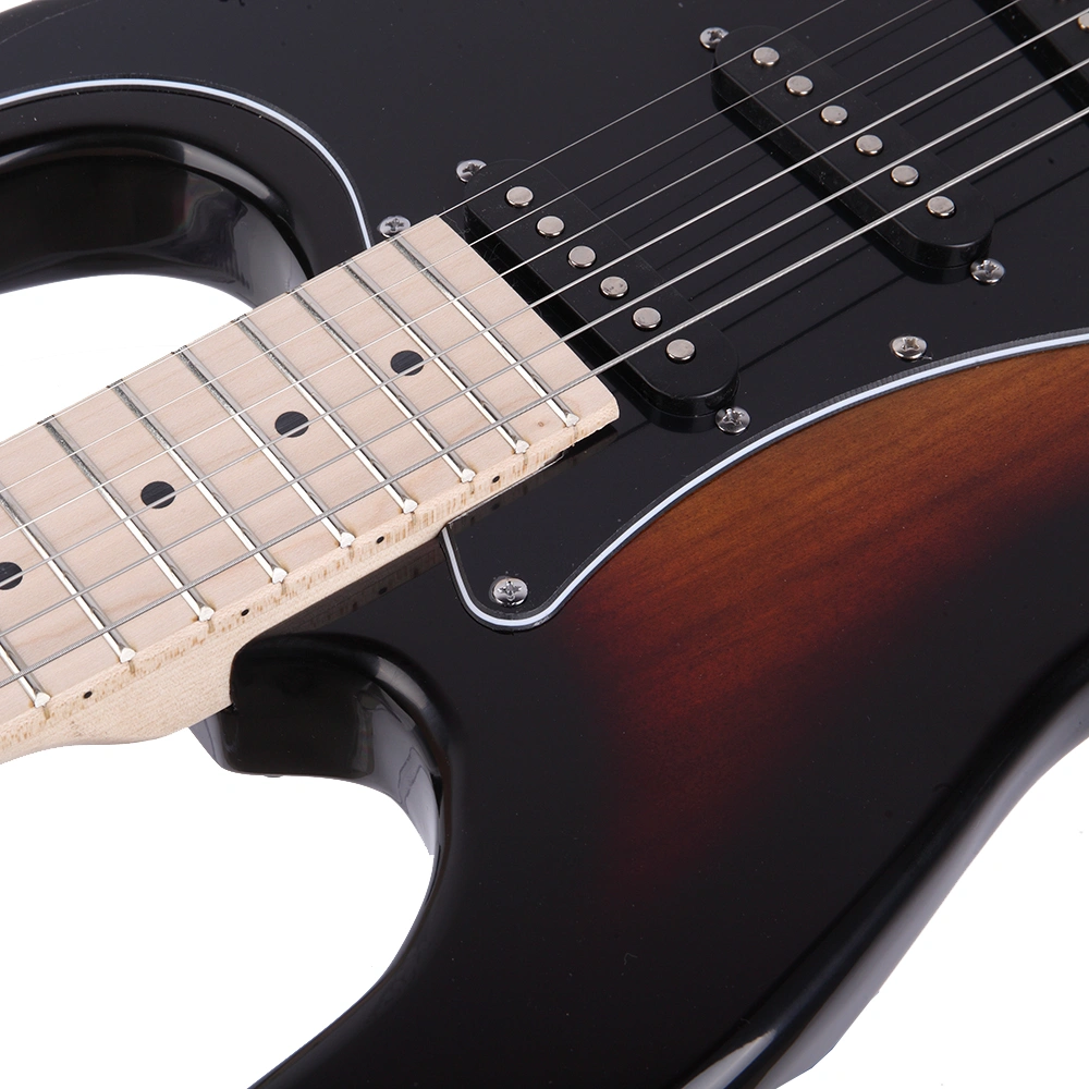 ST Stylish Electric Guitar with Black Pickguard Golden view 9