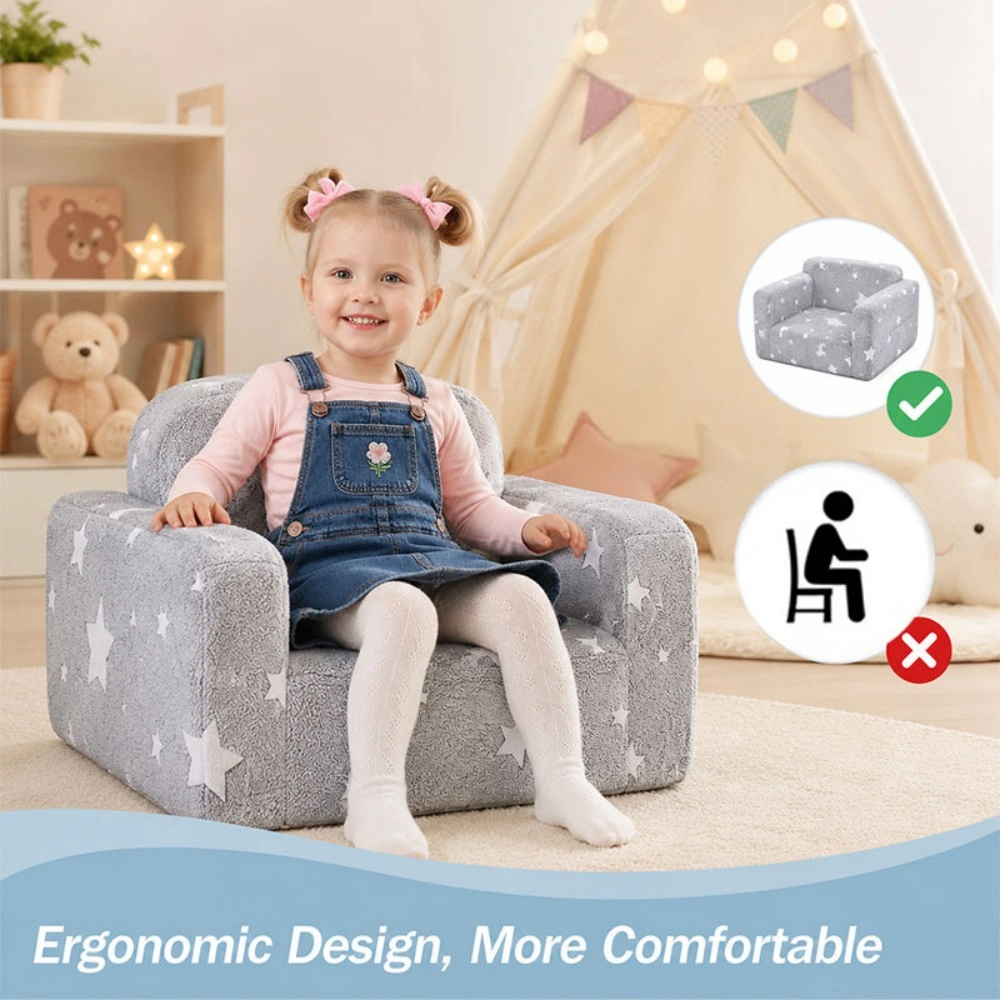 2-in-1 Convertible Toddler Sofa Bed, Fold-Out with Washable Cover & Glowing Star view 5
