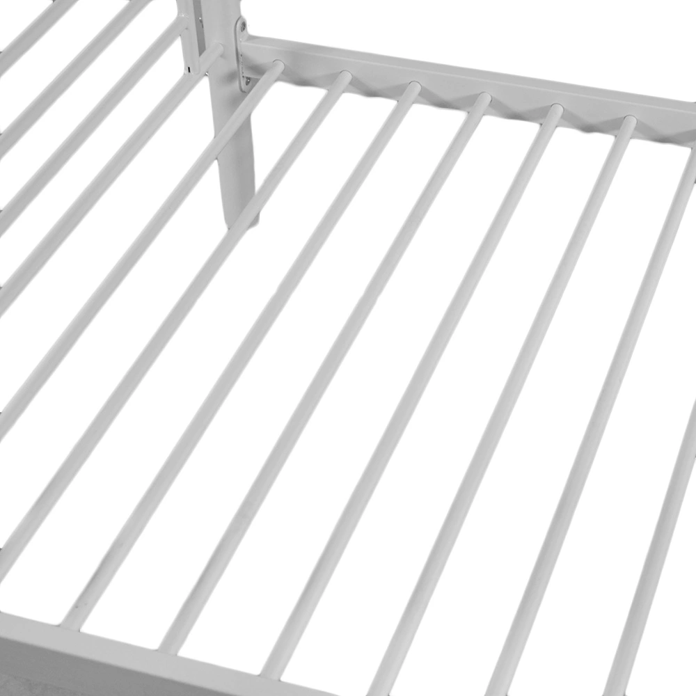 Iron Bed Bunk Bed with Ladder for Kids Twin Size White view 10