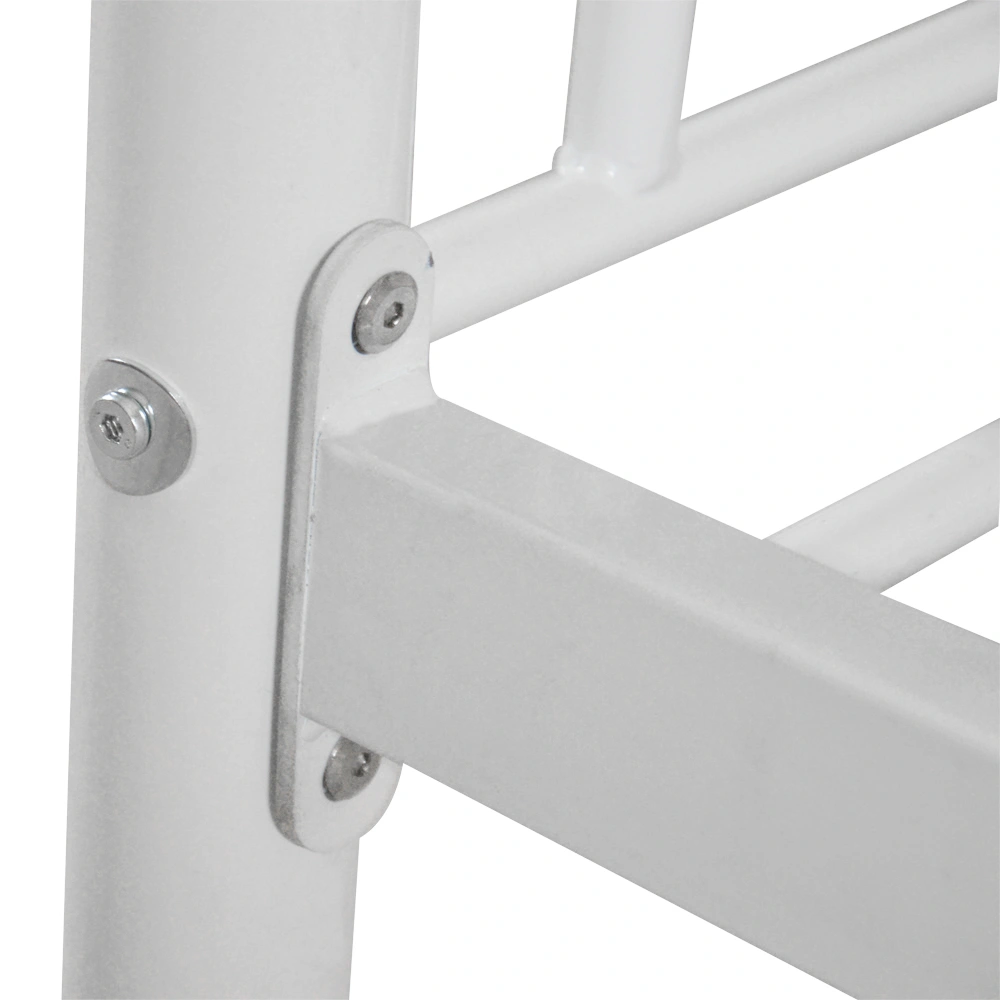 Iron Bed Bunk Bed with Ladder for Kids Twin Size White view 14