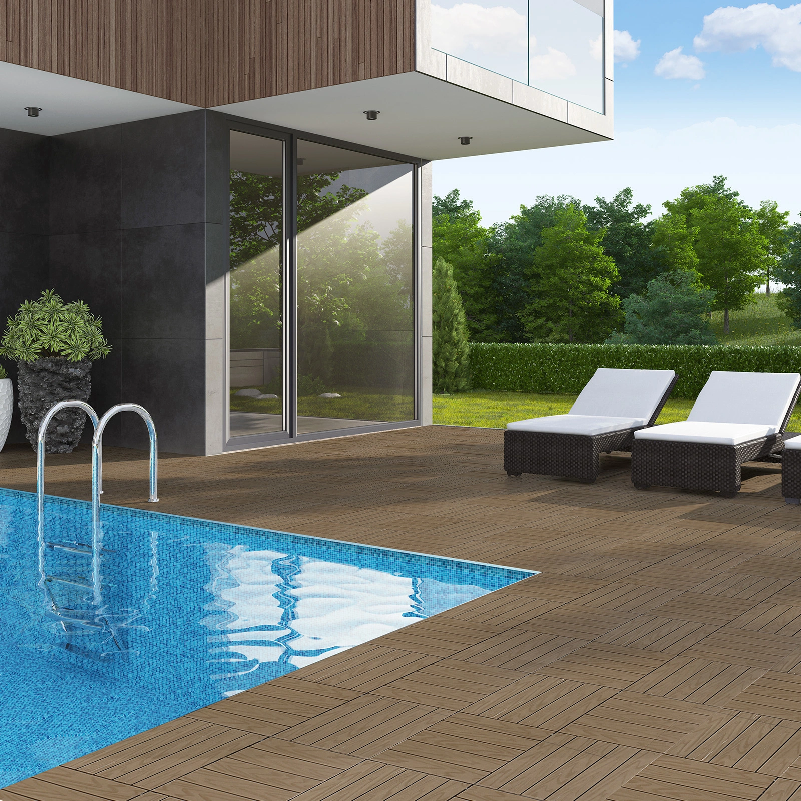 Plastic Interlocking Deck Tiles, 27 Pack, 11.8"x11.8" Waterproof Flooring Tiles for Indoor and Outdoor, Patio Floor Decking Tiles for Porch Poolside Balcony Backyard view 14