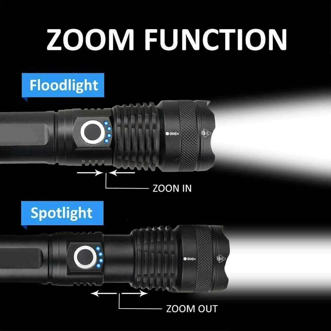 USB Rechargeable LED Flashlight 5-Mode for Outdoor Camping Hiking view 2