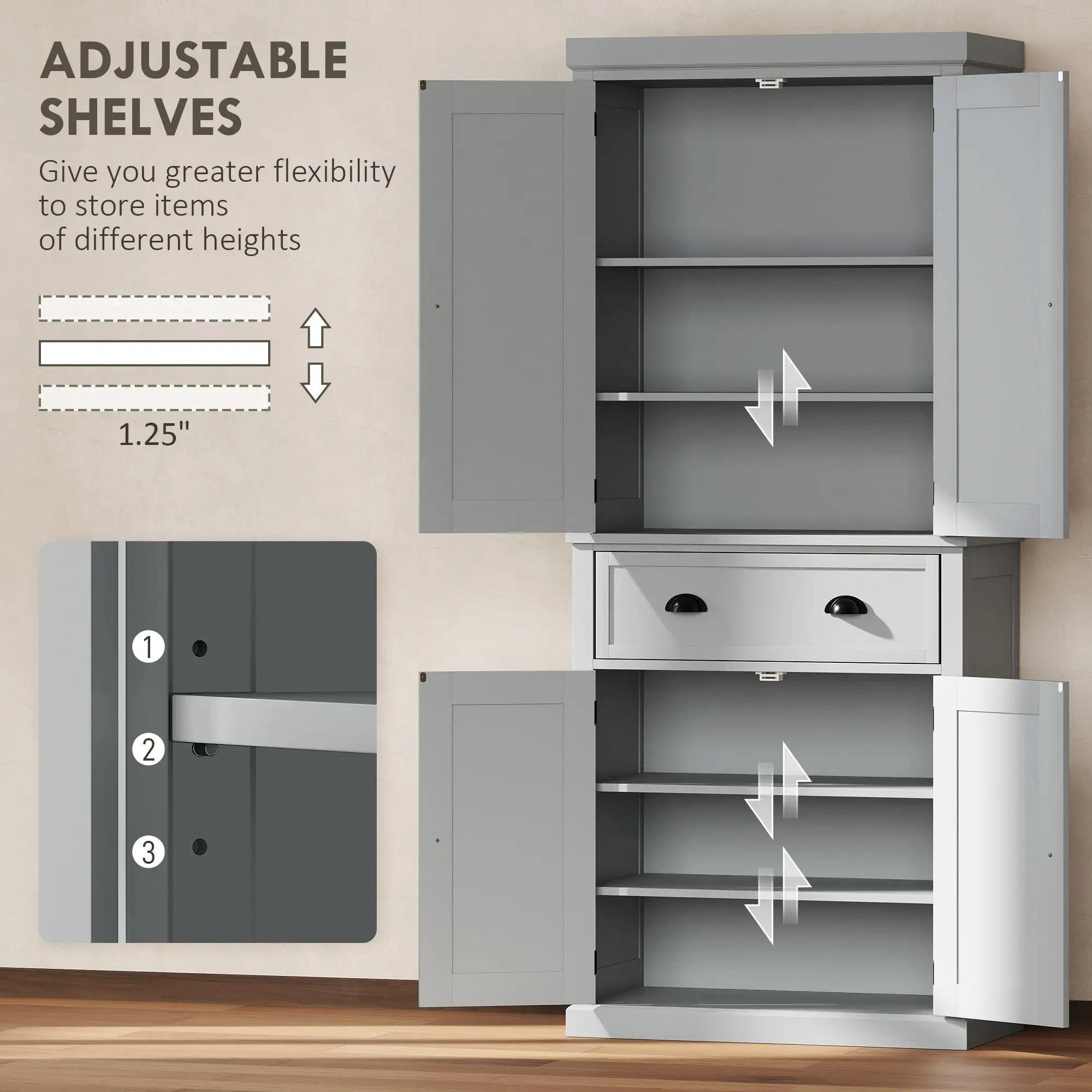 Kitchen Cabinet & Bathroom Vanity Storage Organizer with Doors - Freestanding Floor Model for Home Organization view 4