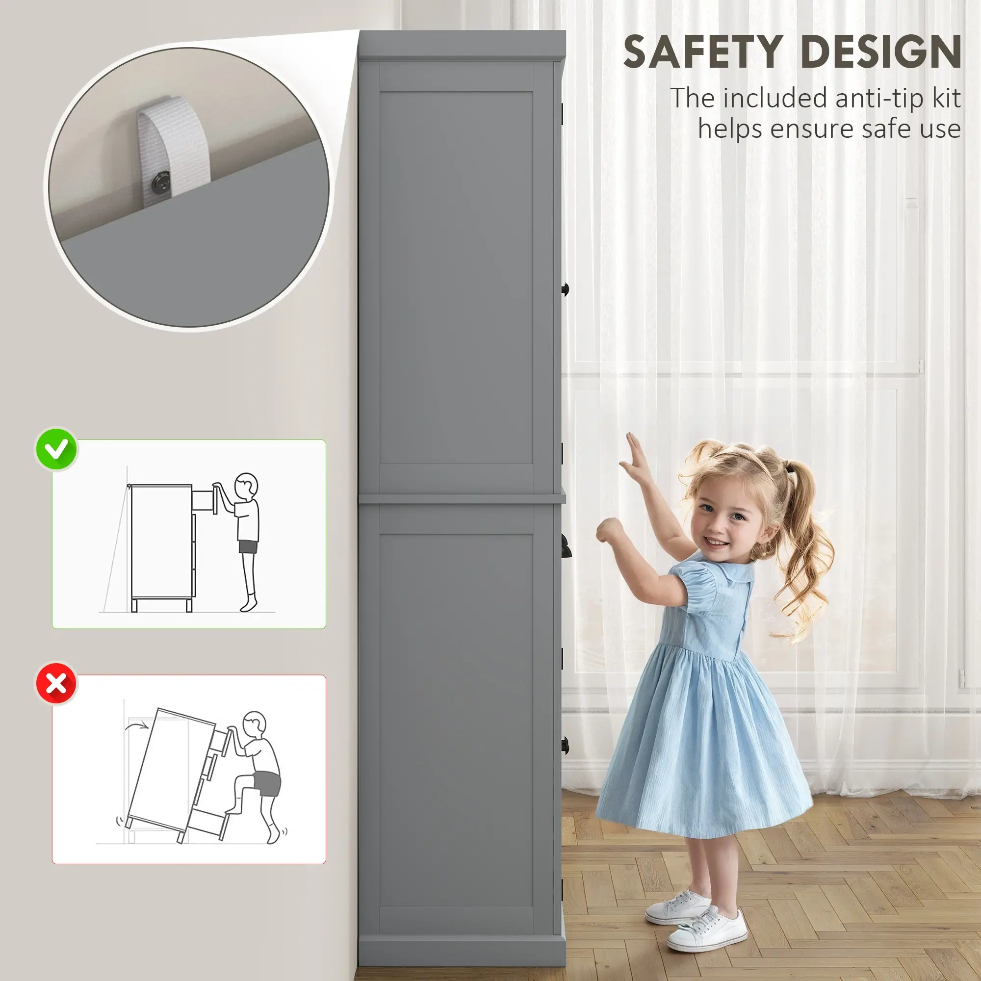 Kitchen Cabinet & Bathroom Vanity Storage Organizer with Doors - Freestanding Floor Model for Home Organization view 5
