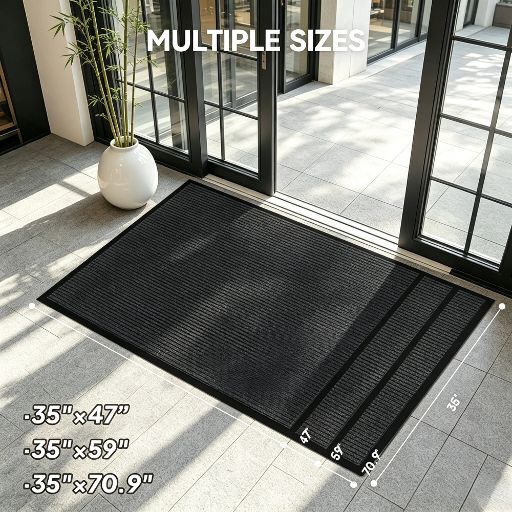 Heavy Duty Commercial Entrance Mat Dark Gray PVC Composite Floor Protector 90x150x0.7cm Extra Long Indoor Outdoor Anti-Slip Door Mat