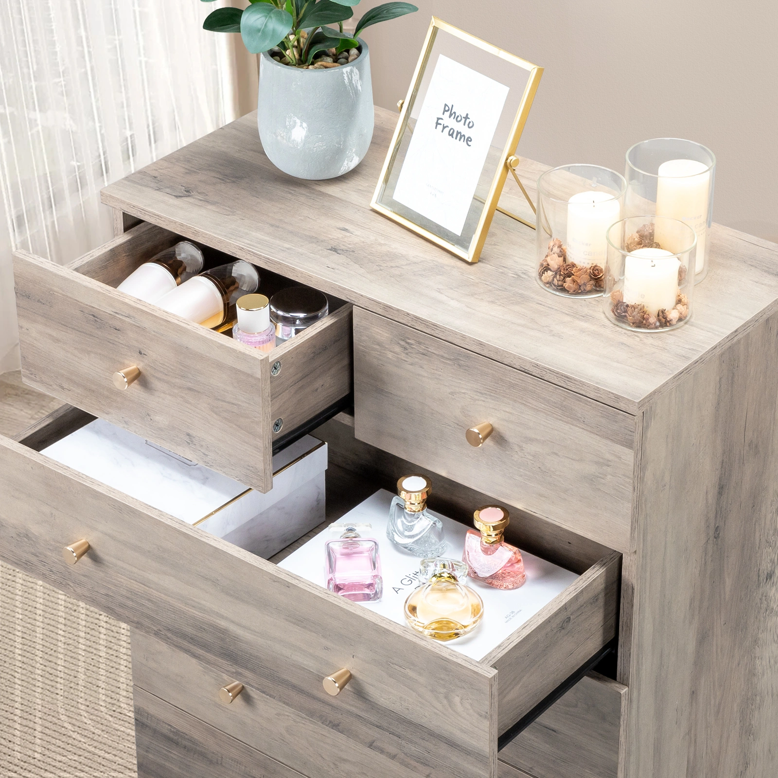 Modern Simple 5-Drawer Dresser Gray view 12