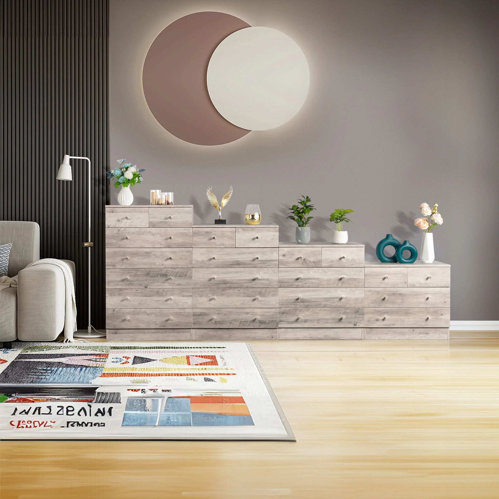 Modern Simple 5-Drawer Dresser Gray view 7