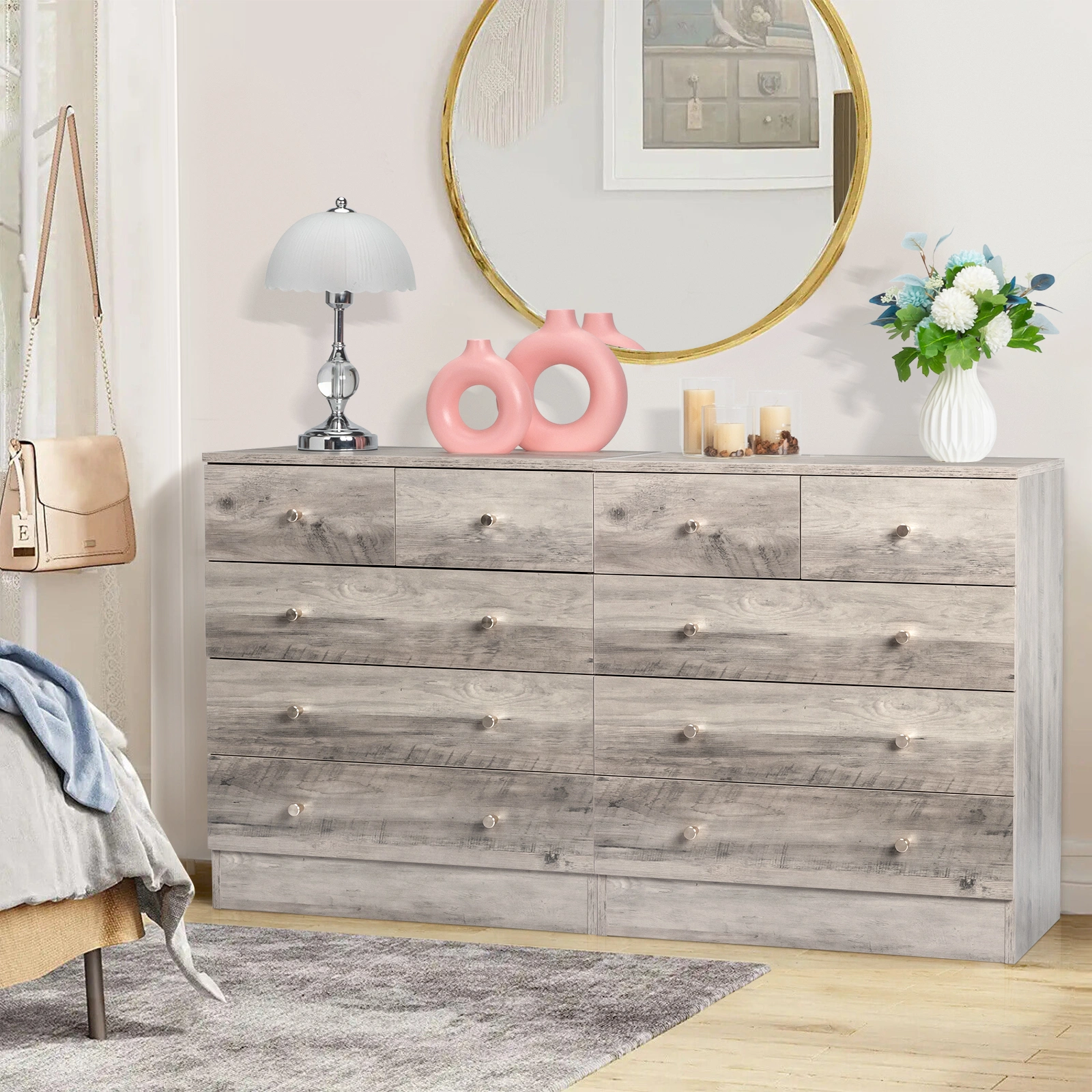 Modern Simple 5-Drawer Dresser Gray view 8