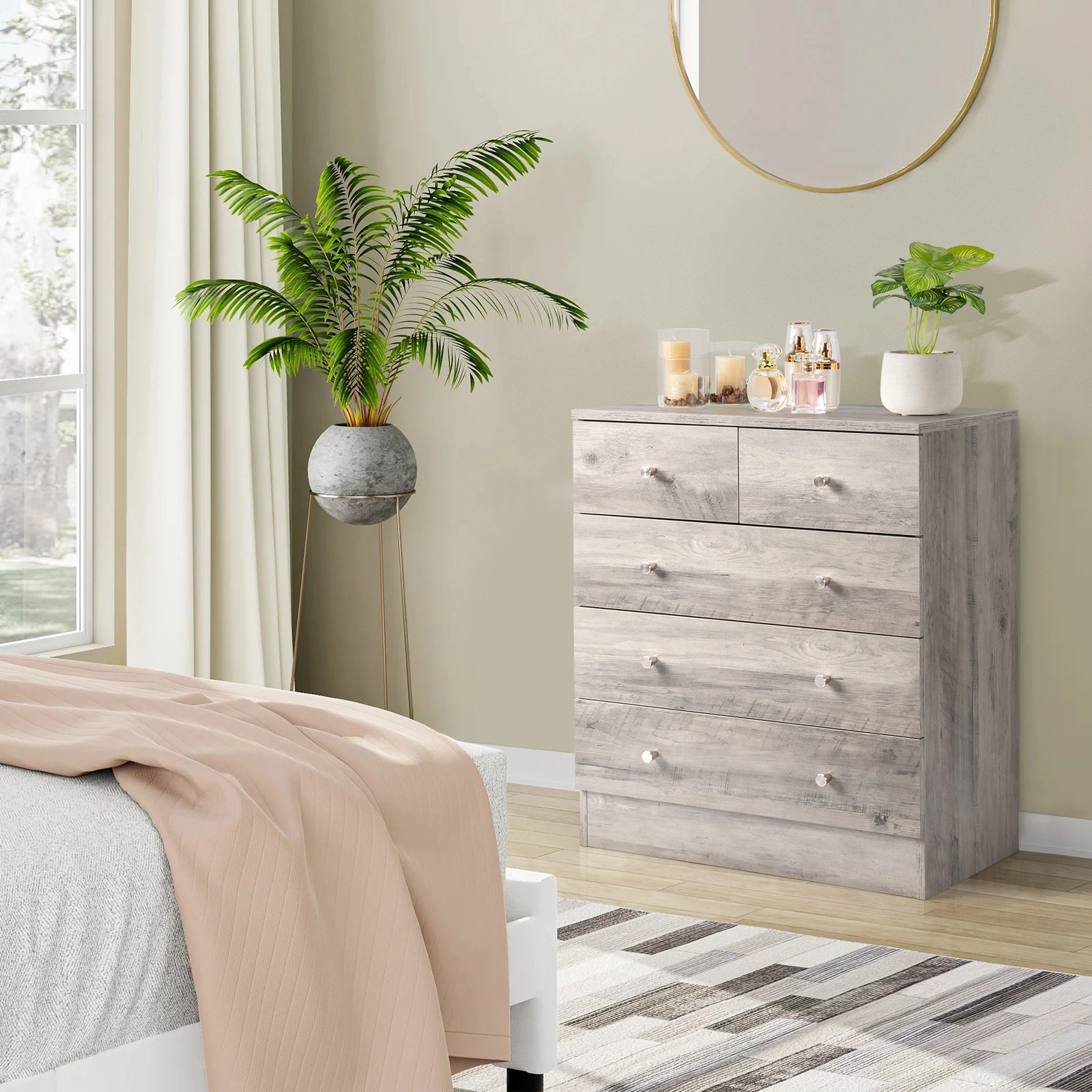 Modern Simple 5-Drawer Dresser Gray view 9