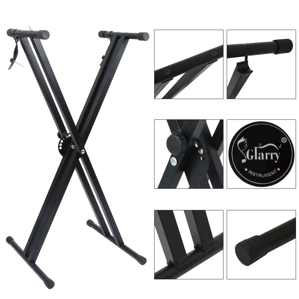 Dual-tube X-Shape Keyboard Stand Black view 12