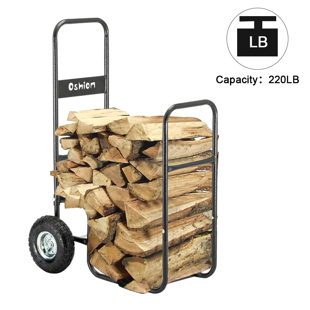Firewood Cart 220LBS with Large Wheels, Fireplace Log Rolling Caddy Hauler, Wood Mover Outdoor Indoor Storage Holder Rack, Heavy Duty view 11