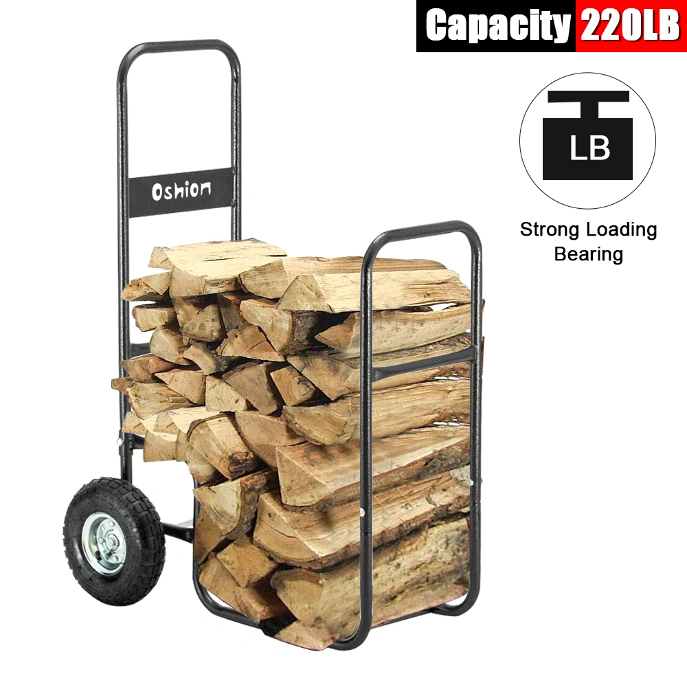 Firewood Cart 220LBS with Large Wheels, Fireplace Log Rolling Caddy Hauler, Wood Mover Outdoor Indoor Storage Holder Rack, Heavy Duty view 12