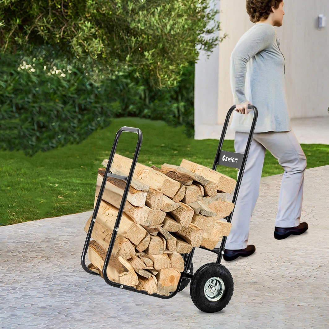 Firewood Cart 220LBS with Large Wheels, Fireplace Log Rolling Caddy Hauler, Wood Mover Outdoor Indoor Storage Holder Rack, Heavy Duty view 13