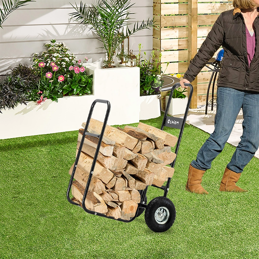 Firewood Cart 220LBS with Large Wheels, Fireplace Log Rolling Caddy Hauler, Wood Mover Outdoor Indoor Storage Holder Rack, Heavy Duty view 14