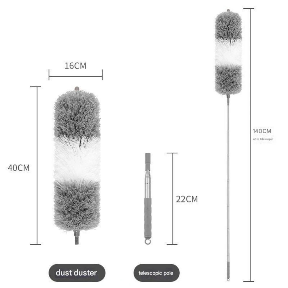 Adjustable Microfiber Duster with Retractable Pole, Removable Dusting Head, Lightweight for High Place Cleaning view 2