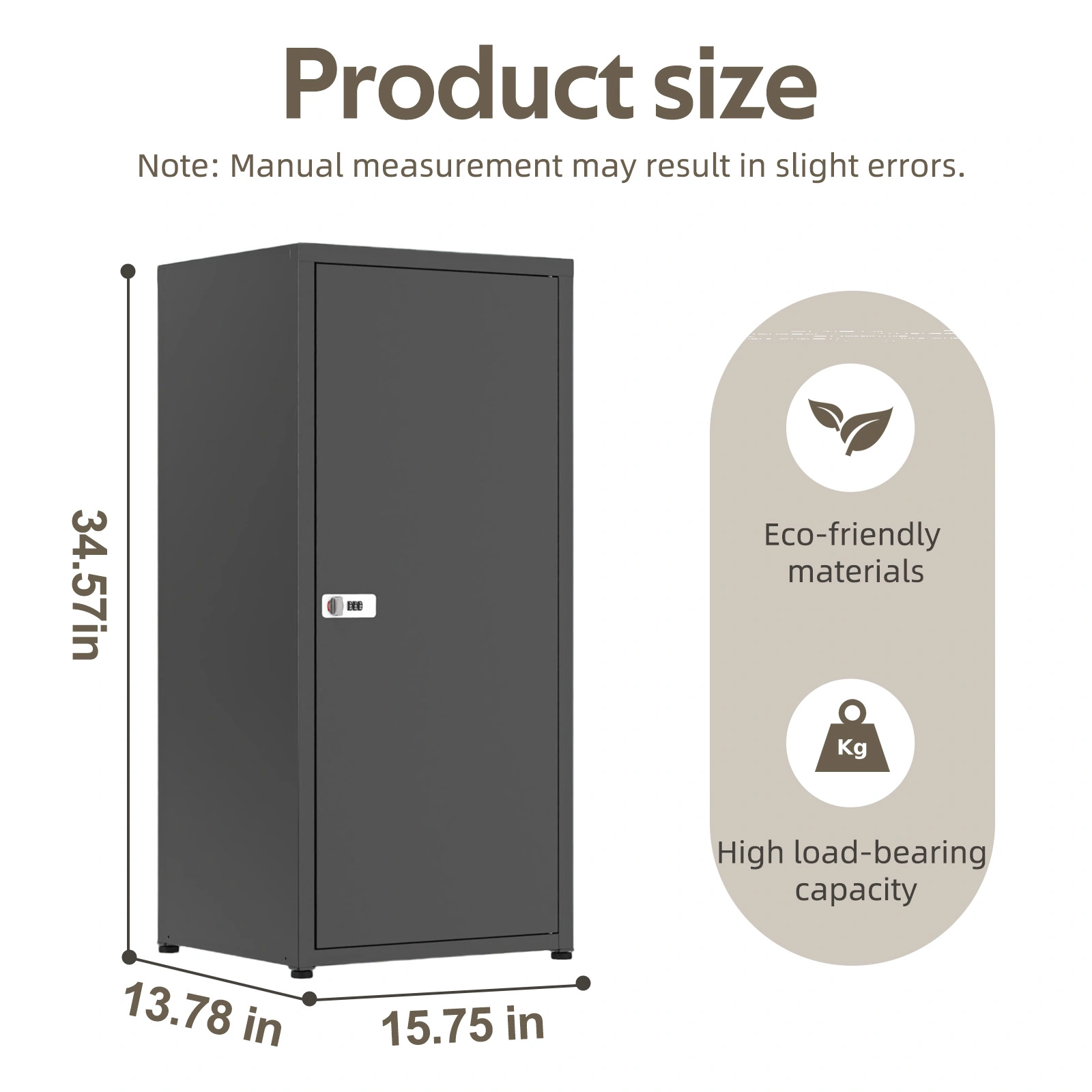 34.6"H Metal Locker Storage Cabinet with Lock, Small Lockable Employees Locker with Adjustable Shelf & Feet, Steel Single Door Lockable Cabinet for Home, School, Office, Gym (Black) view 2