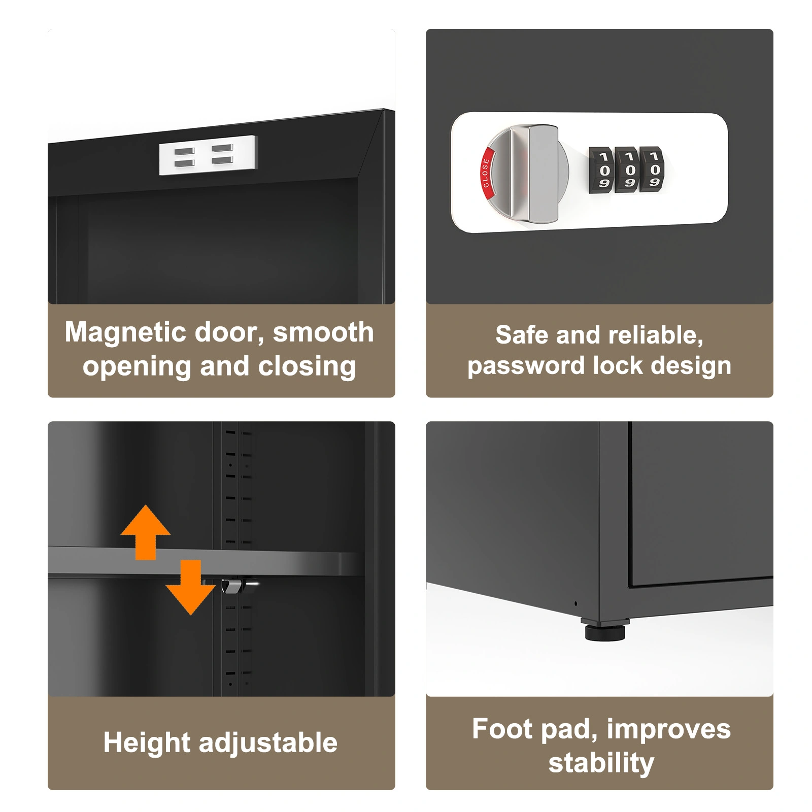 34.6"H Metal Locker Storage Cabinet with Lock, Small Lockable Employees Locker with Adjustable Shelf & Feet, Steel Single Door Lockable Cabinet for Home, School, Office, Gym (Black) view 3