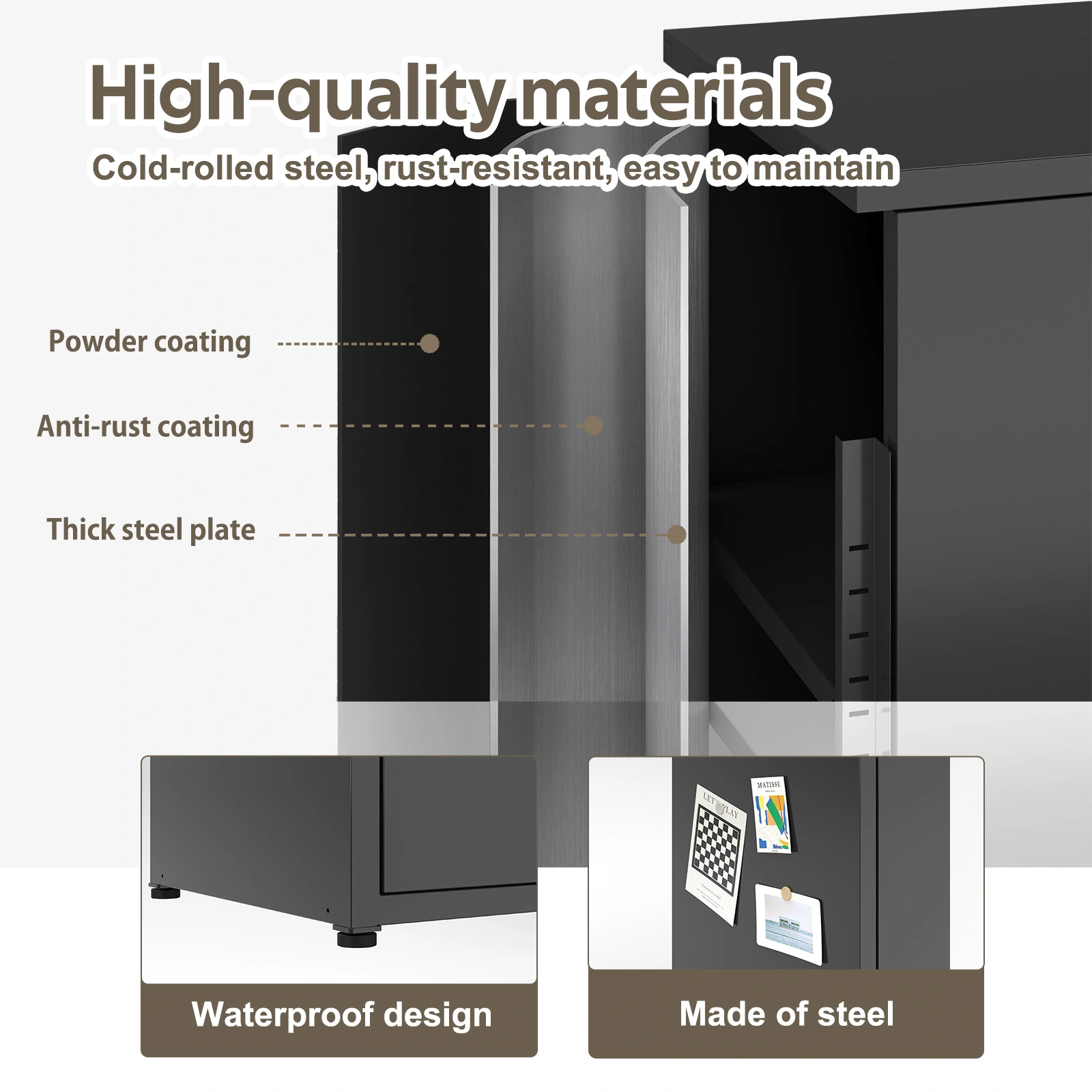 34.6"H Metal Locker Storage Cabinet with Lock, Small Lockable Employees Locker with Adjustable Shelf & Feet, Steel Single Door Lockable Cabinet for Home, School, Office, Gym (Black) view 4