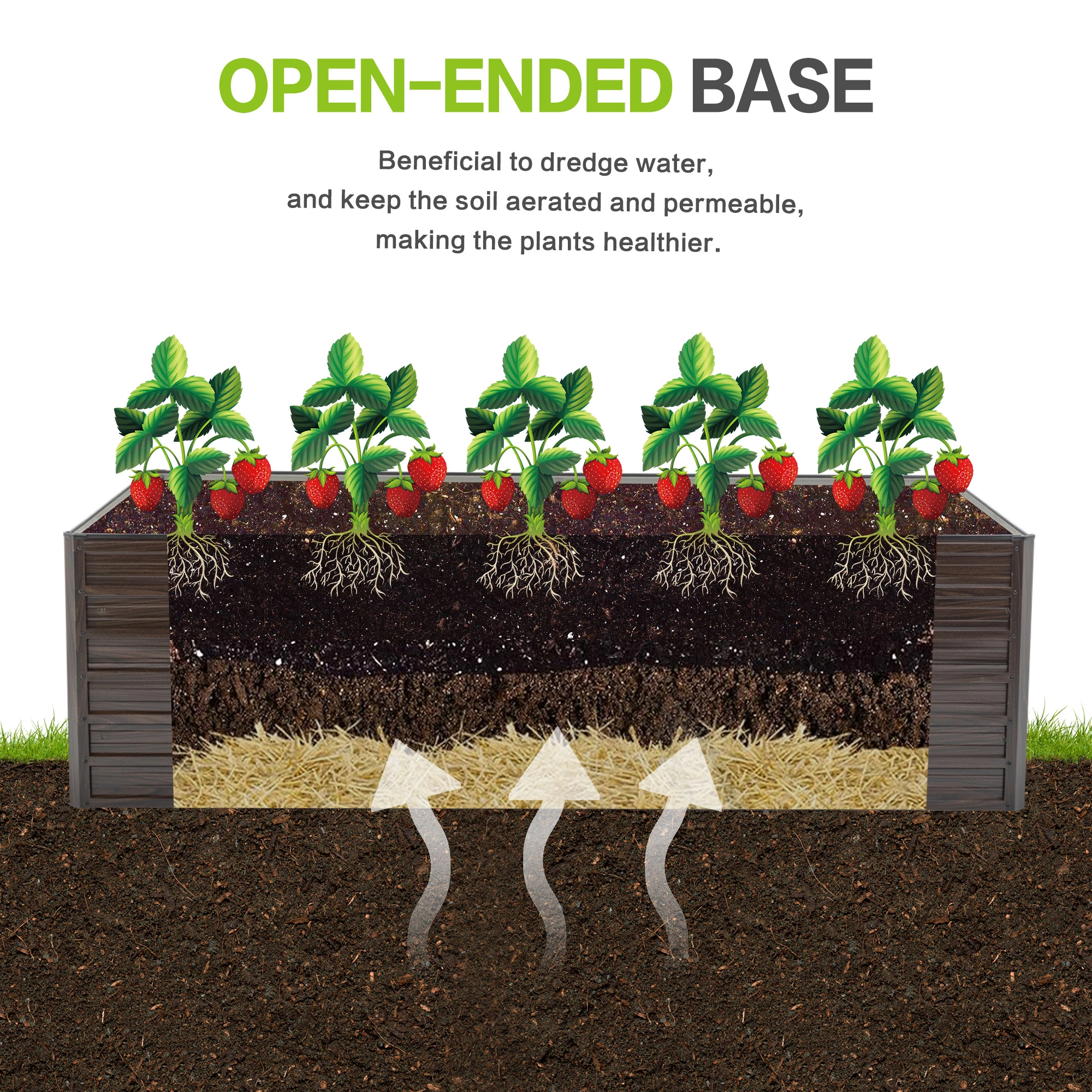 2-Pack Raised Garden Bed 240x120x64cm Large Metal Planter Box Rustproof Steel with Drainage Base & 8 Reinforcing Rods for Vegetables Flowers Herbs view 5