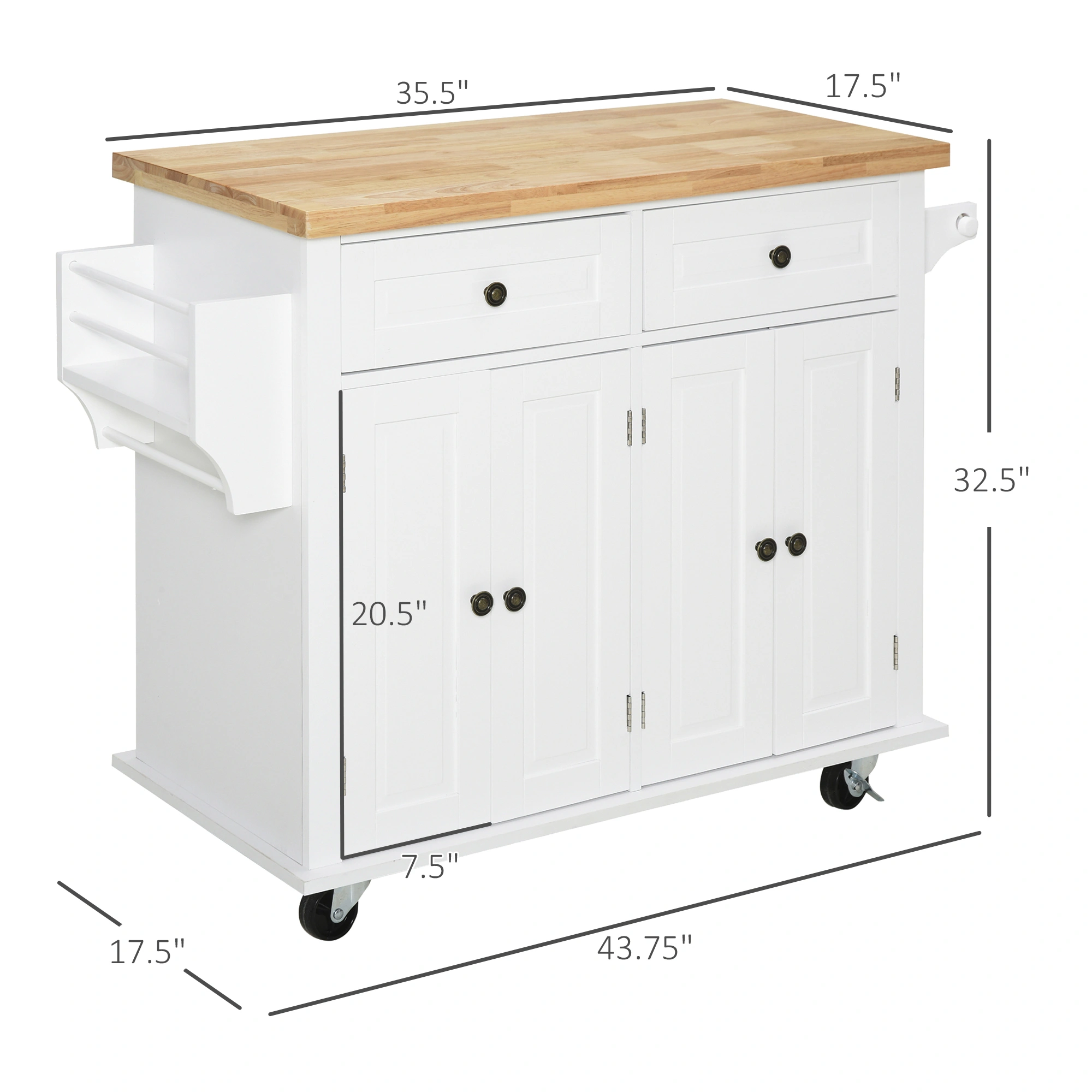 Kitchen Storage Cabinet with Doors and Shelves, Freestanding Pantry Cupboard for Food Organization, White view 2