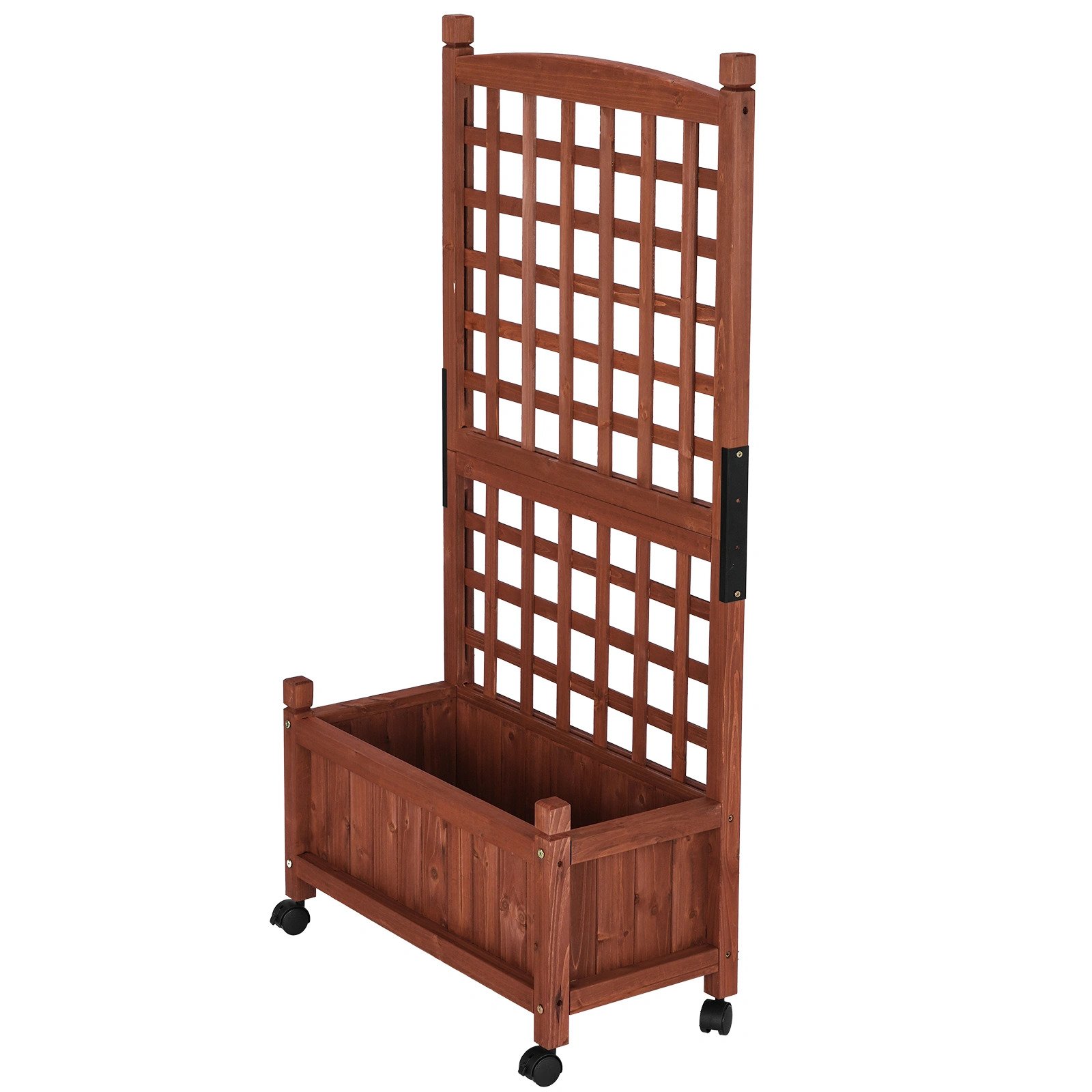 Wooden Planter with Trellis, 50" Tall Elevated Garden Bed Outdoor with Wheels, Freestanding Planter Box with Drainage Holes for Flower, Vegetable, Fruit, Herb in Garden, Patio, Balcony view 7