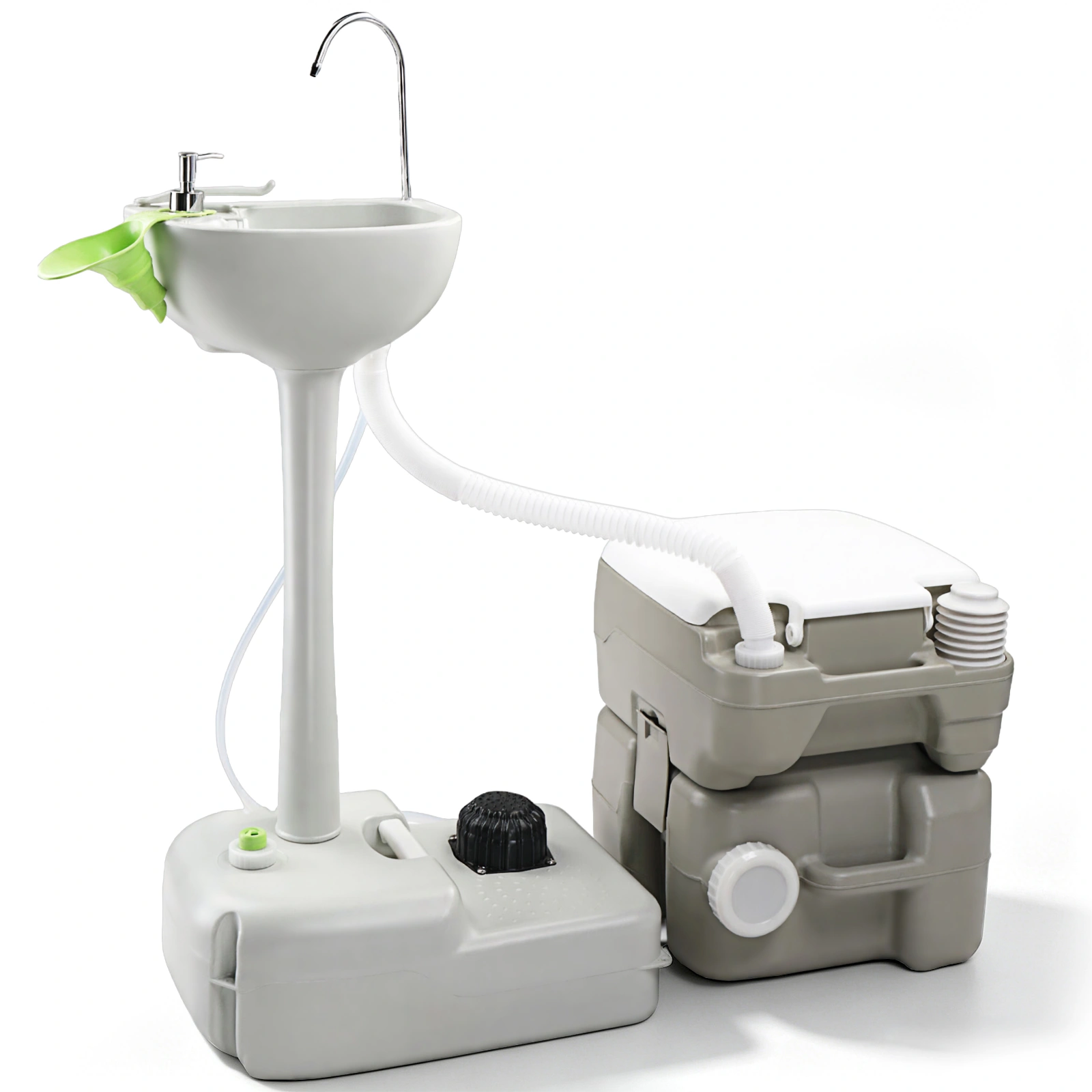 5 Gallon Upgrade Portable RV Toilet with Matching White Lid Ring Waste Holding Tank, Outdoor Hand Wash Station, HDPE Material, White view 10