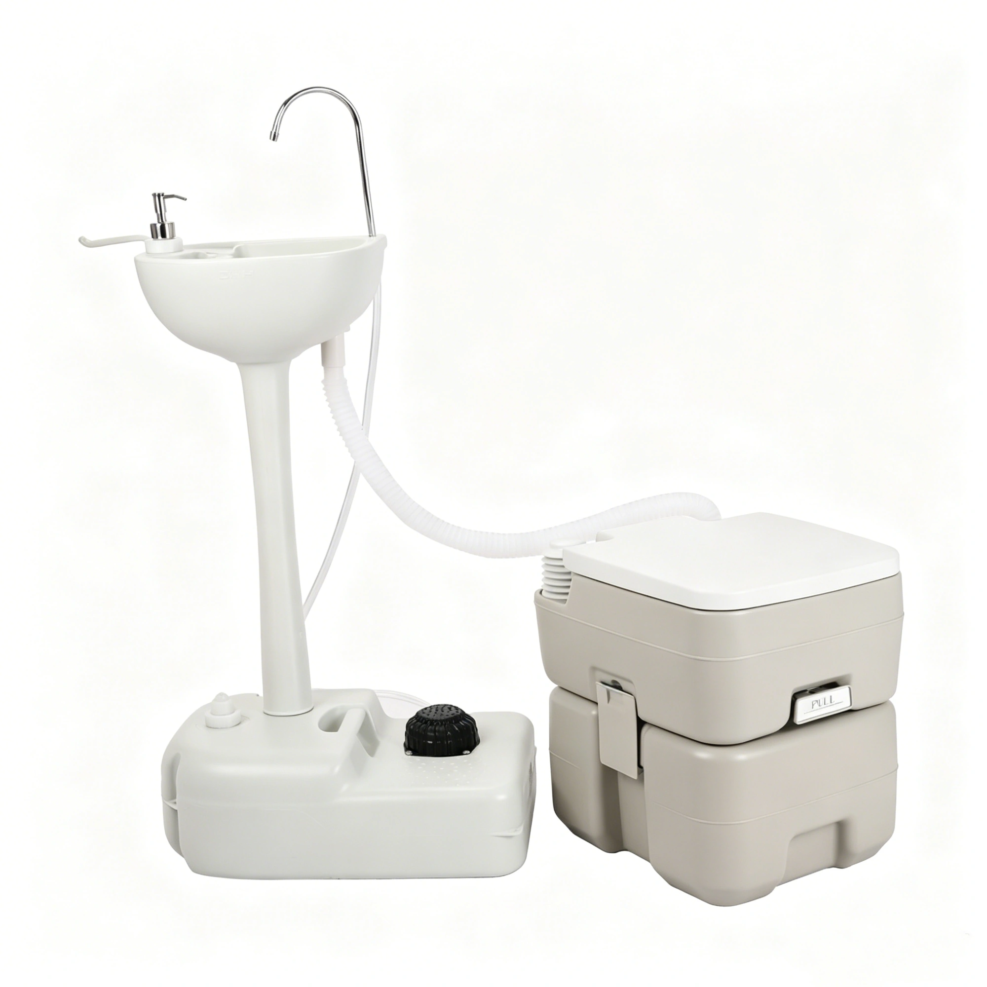 5 Gallon Upgrade Portable RV Toilet with Matching White Lid Ring Waste Holding Tank, Outdoor Hand Wash Station, HDPE Material, White view 7